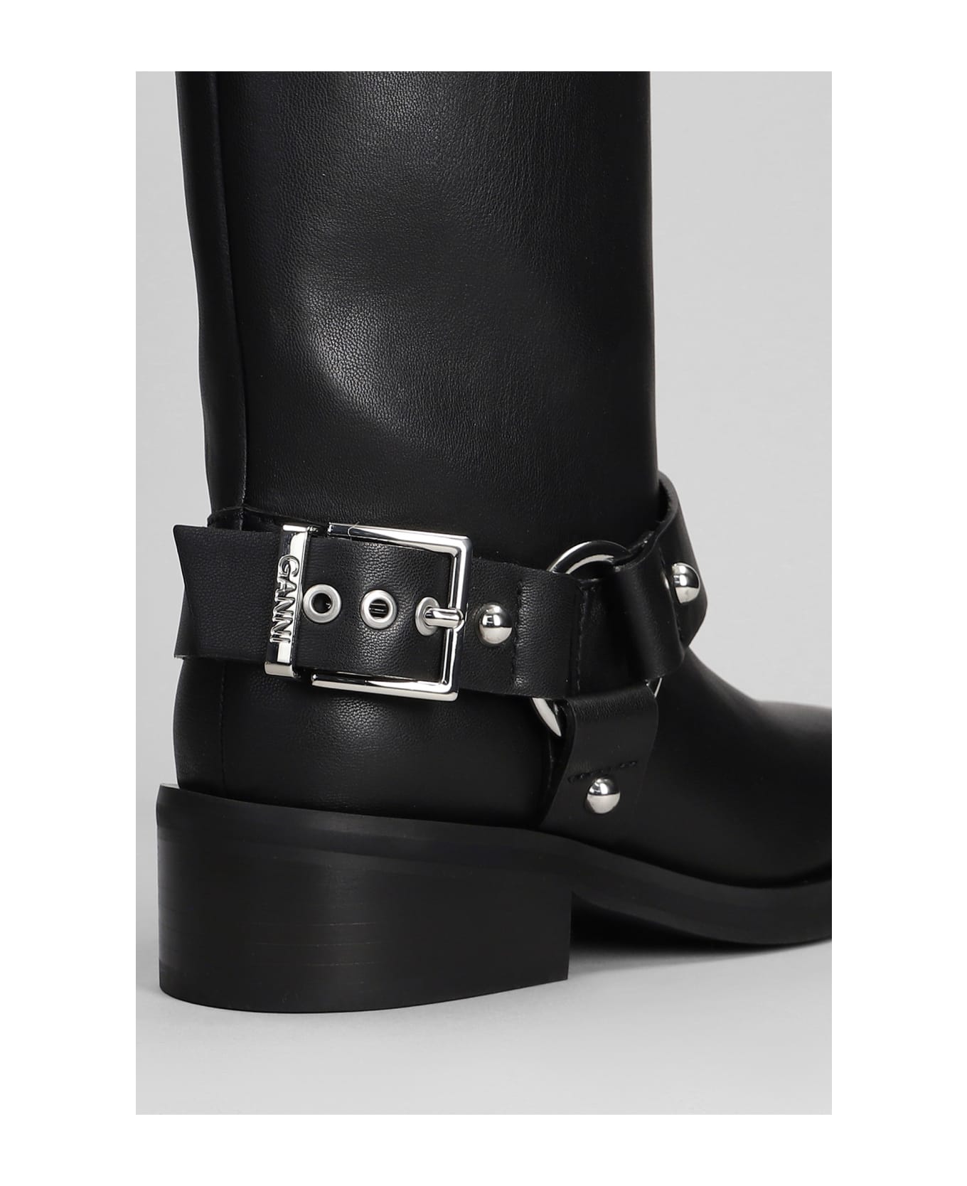 Ganni Boots In Black Synthetic Leather - black