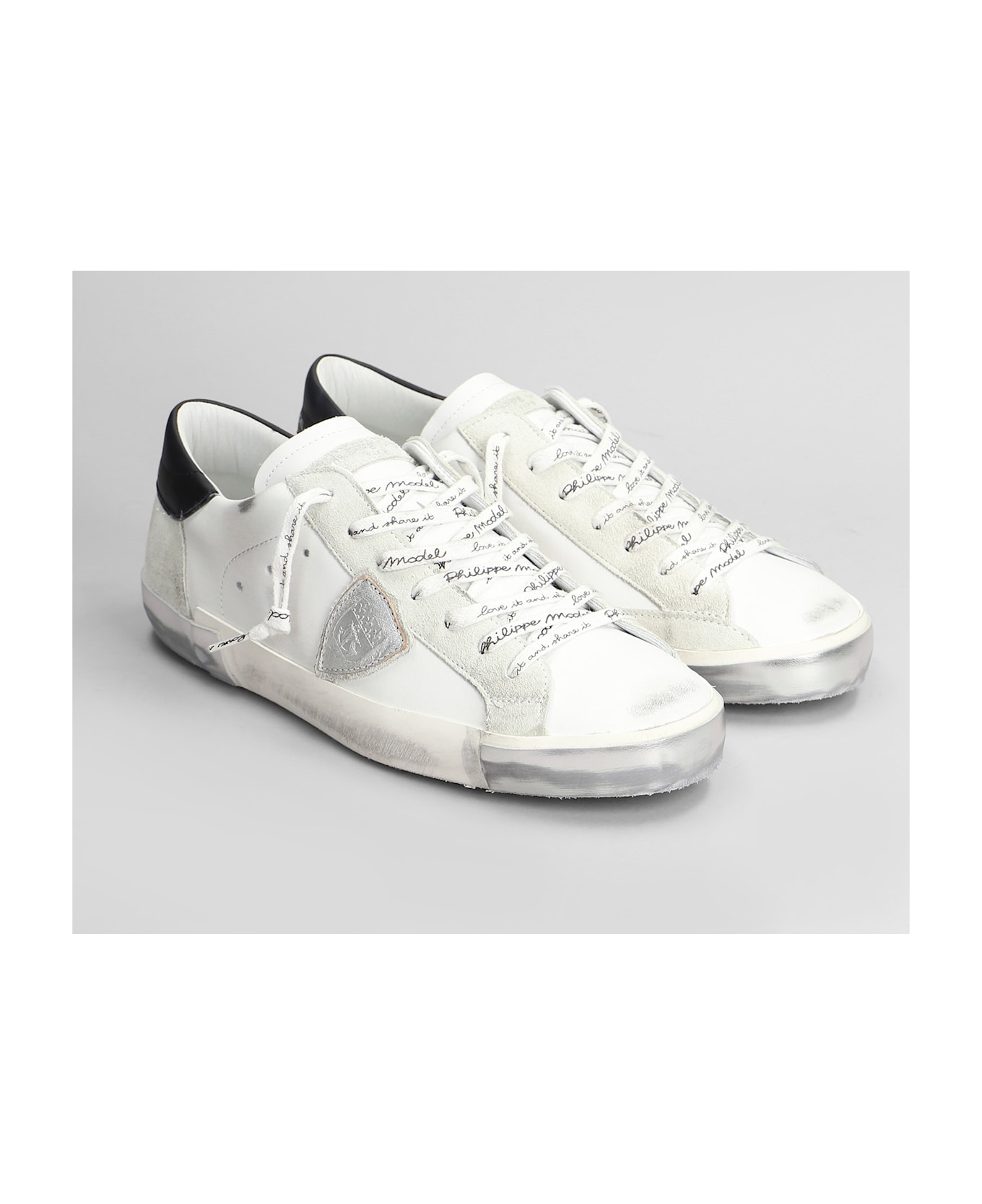 Philippe Model Prsx Low Sneakers In White Leather - white