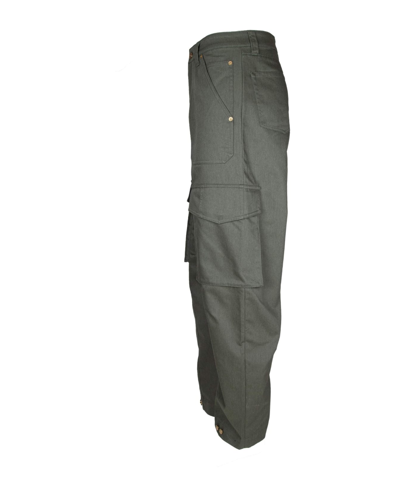 Golden Goose Green Cotton Cargo Pants - IVY GREEN