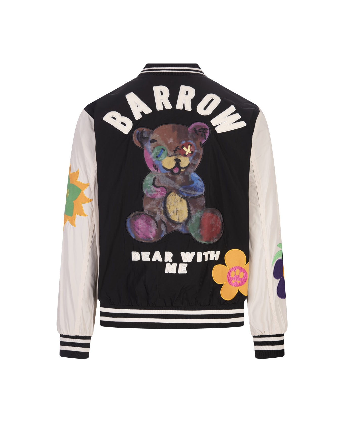 Barrow Black College Bomber Jacket With Applications - Black