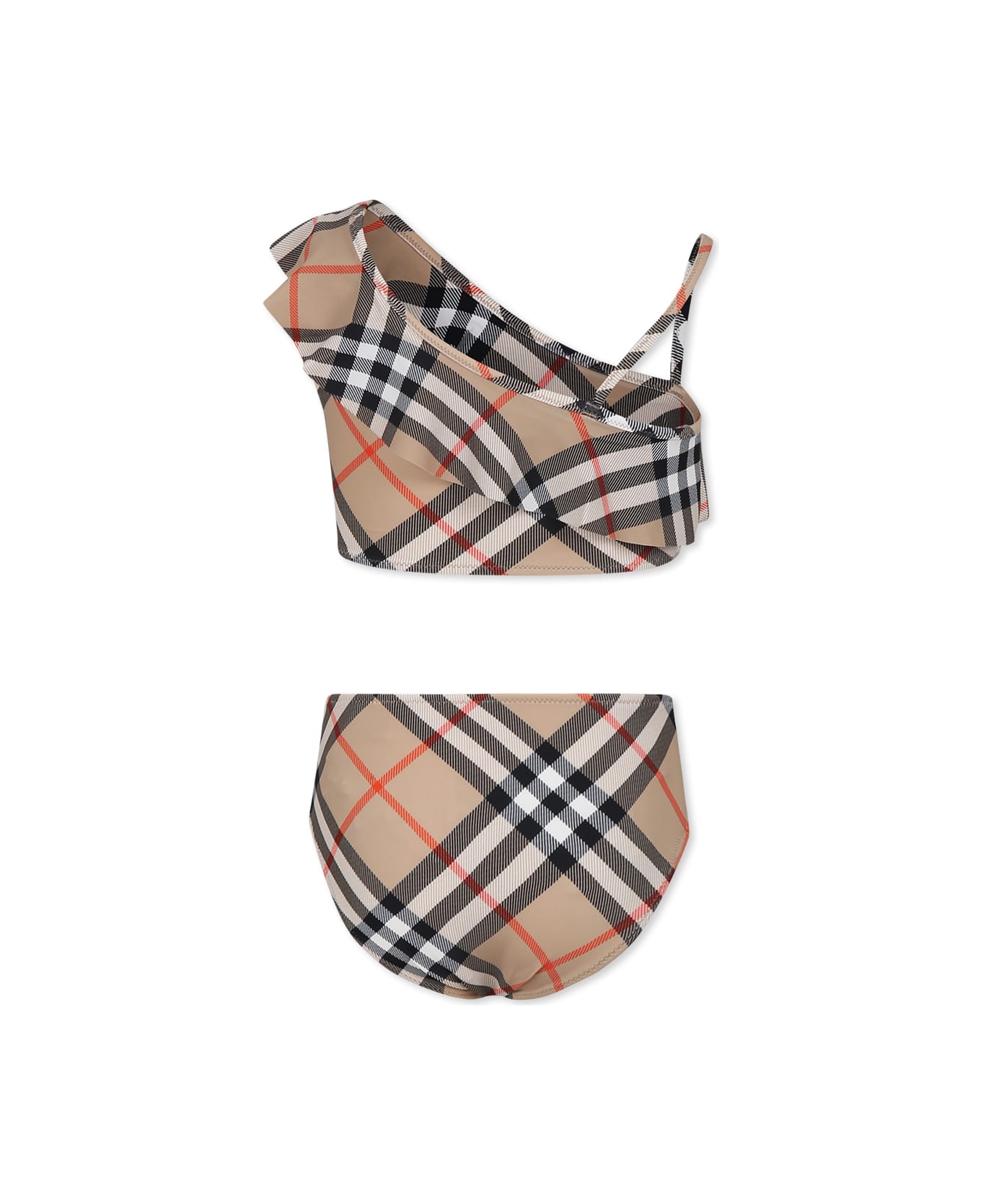 Burberry Beige Bikini For Girl With All-over Vintage Check - Beige