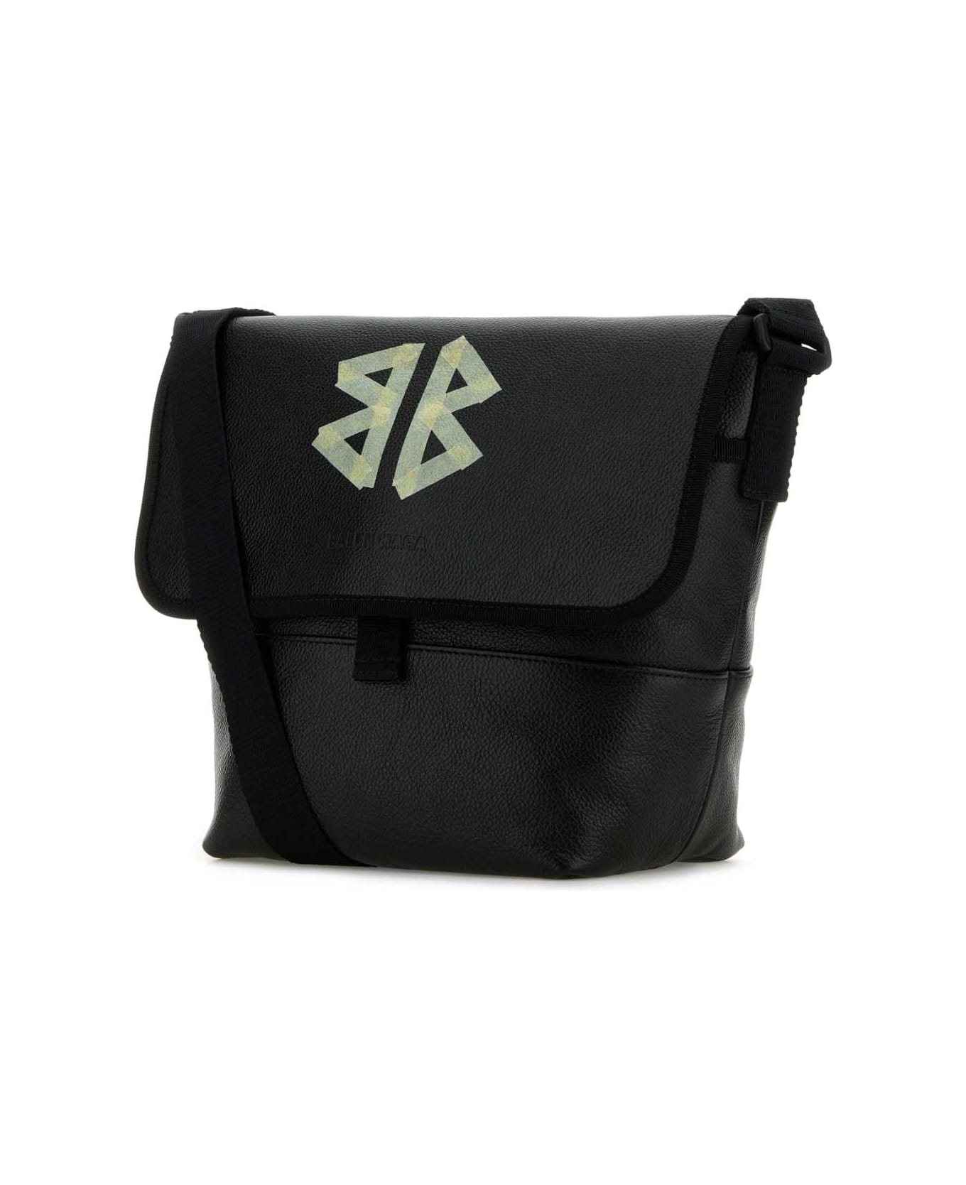 Balenciaga Black Leather Explorer Crossbody Bag - WASHEDBLACK