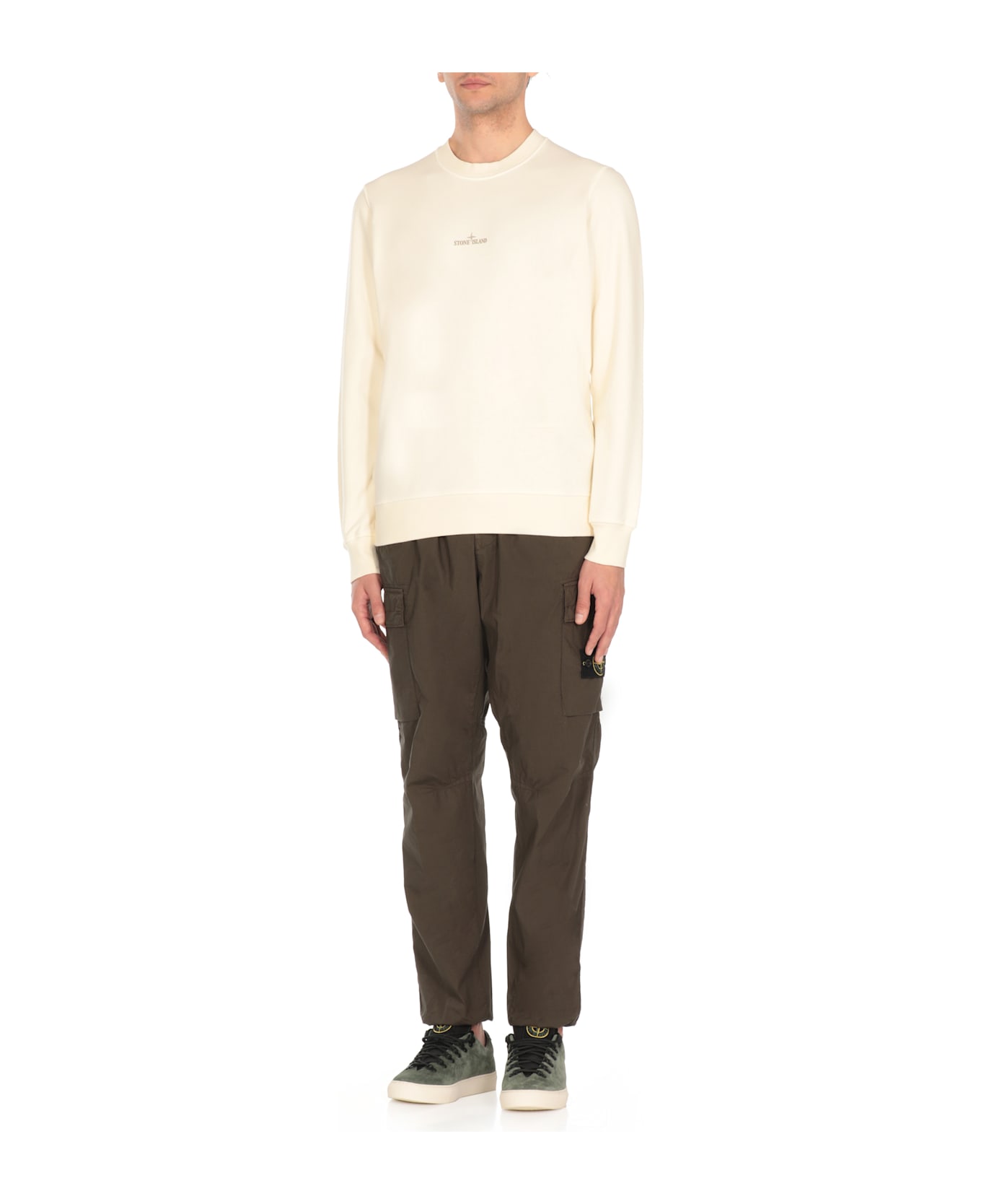 Stone Island Sweatshirt With Logo - Ivory