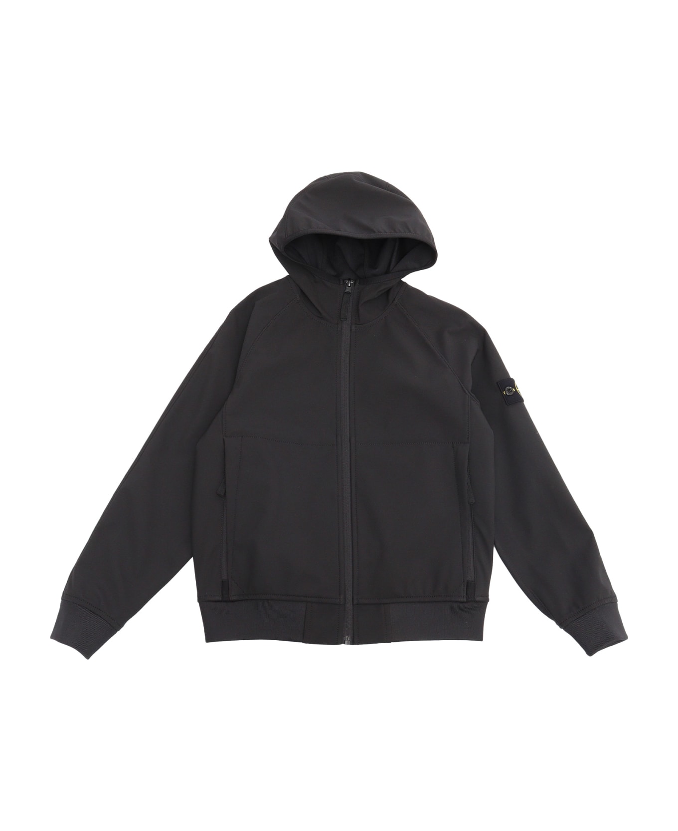 Stone Island Junior Black Jacket With Logo - BLACK コート＆ジャケット