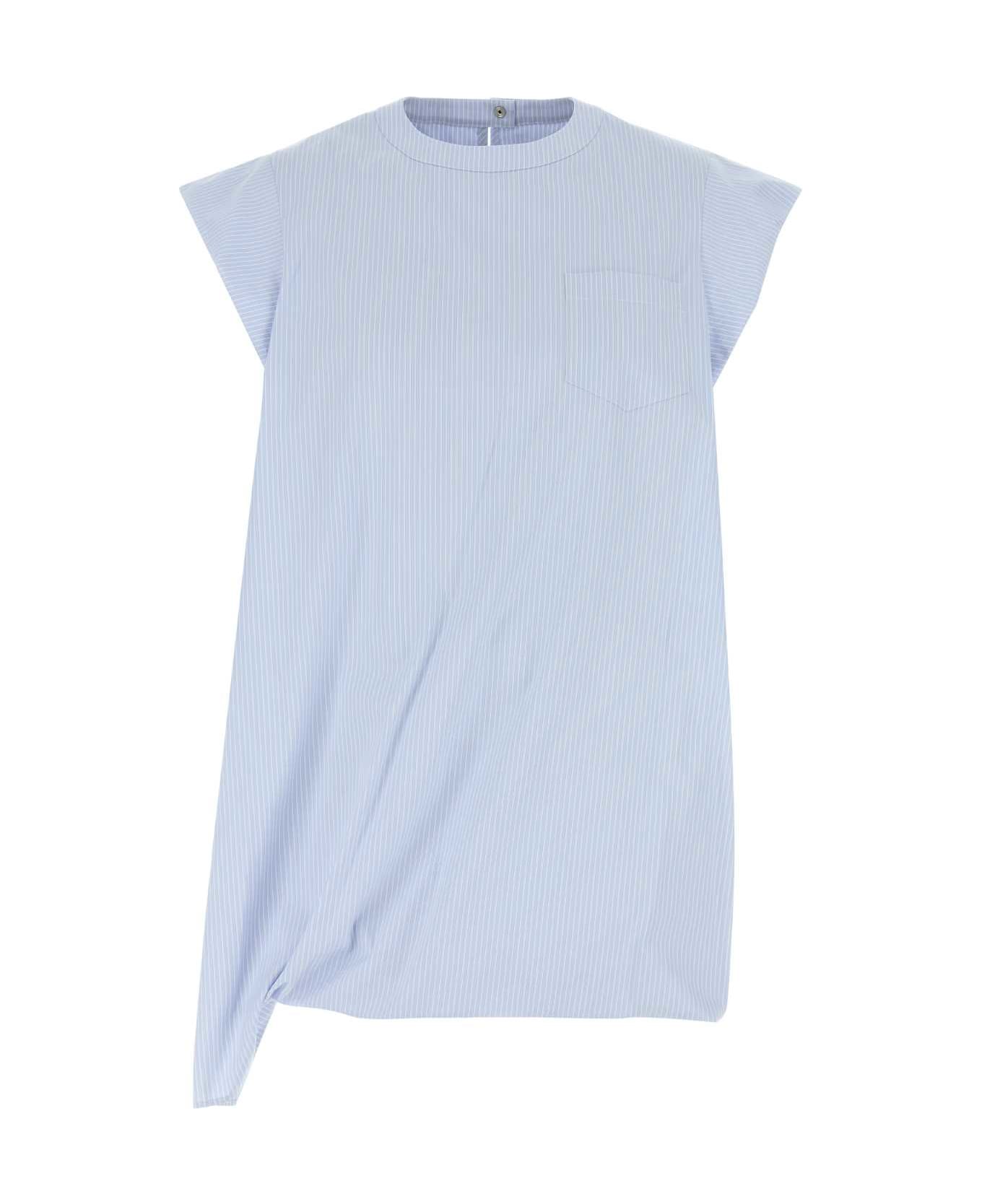 Sacai Embroidered Poplin Top - LBLUESTRIPE