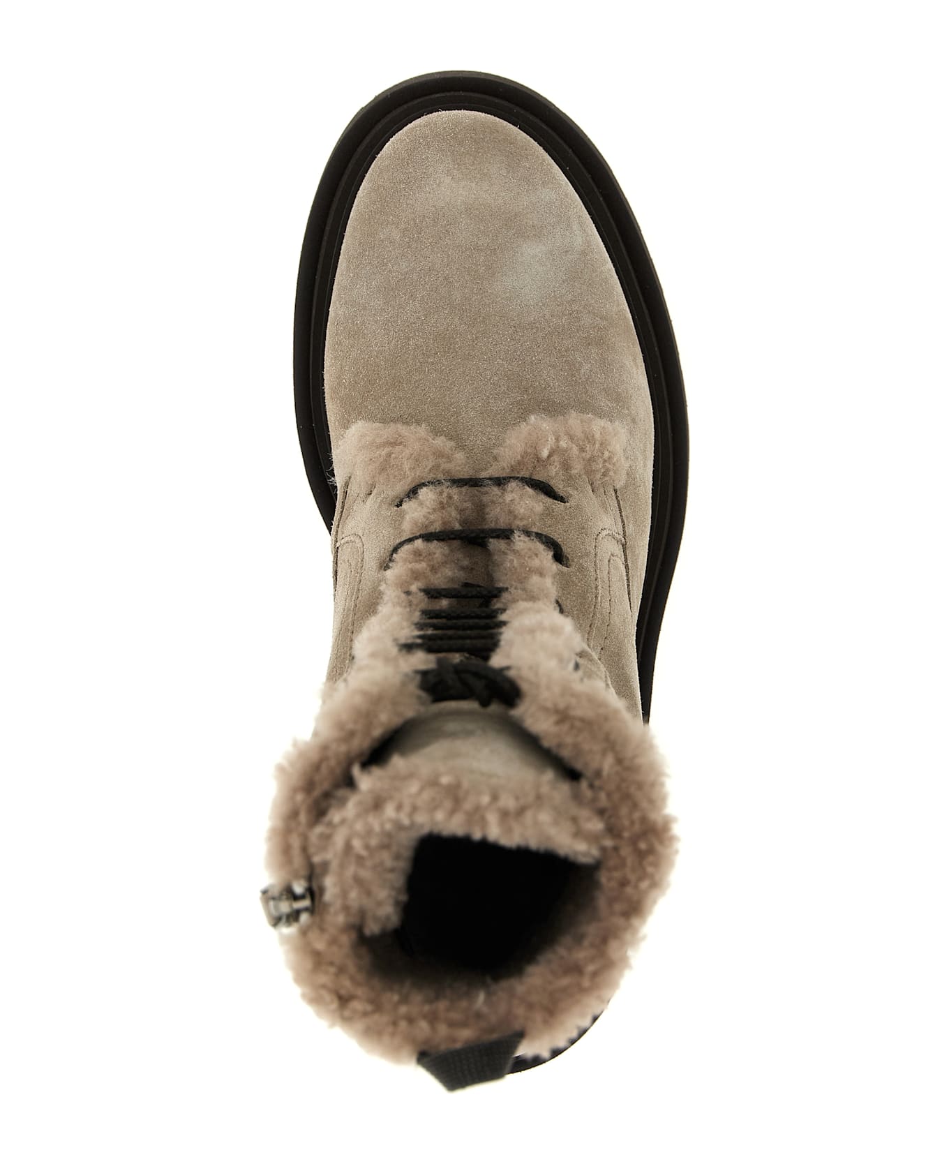 Brunello Cucinelli Suede Combat Boots Monile - Gray
