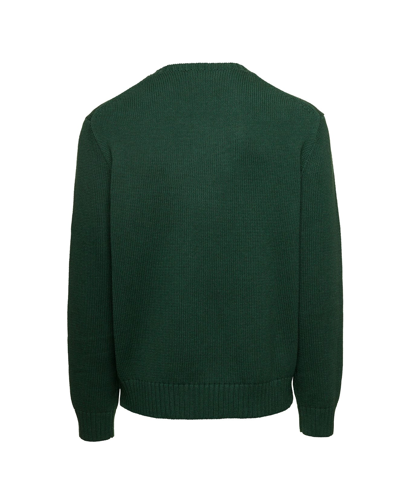 Polo Ralph Lauren Green Knit Jumper With Polo Bear On The Chest In Cotton Man - Green