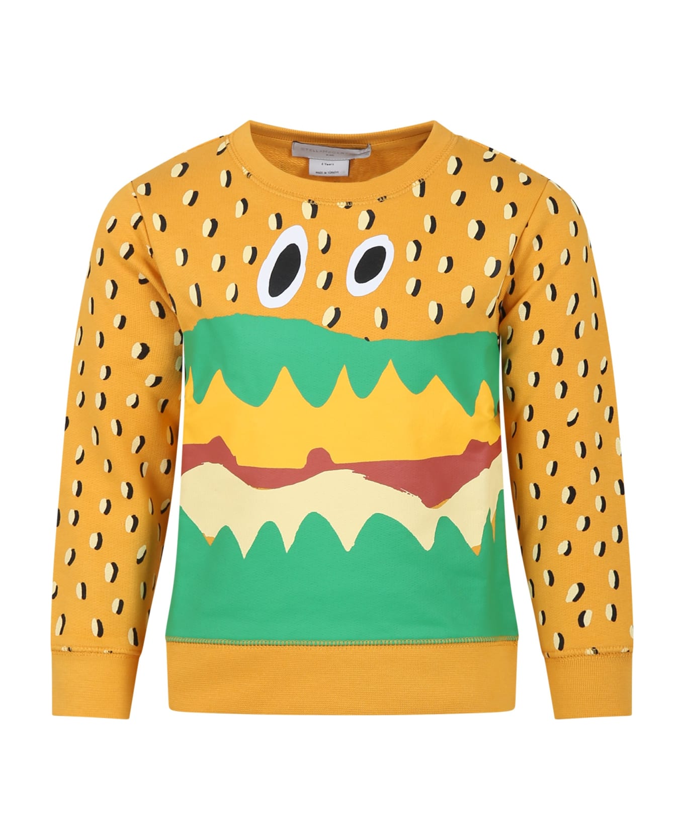 Stella McCartney Kids Yellow Sweatshirt For Boy With Hamburger Print - Yellow