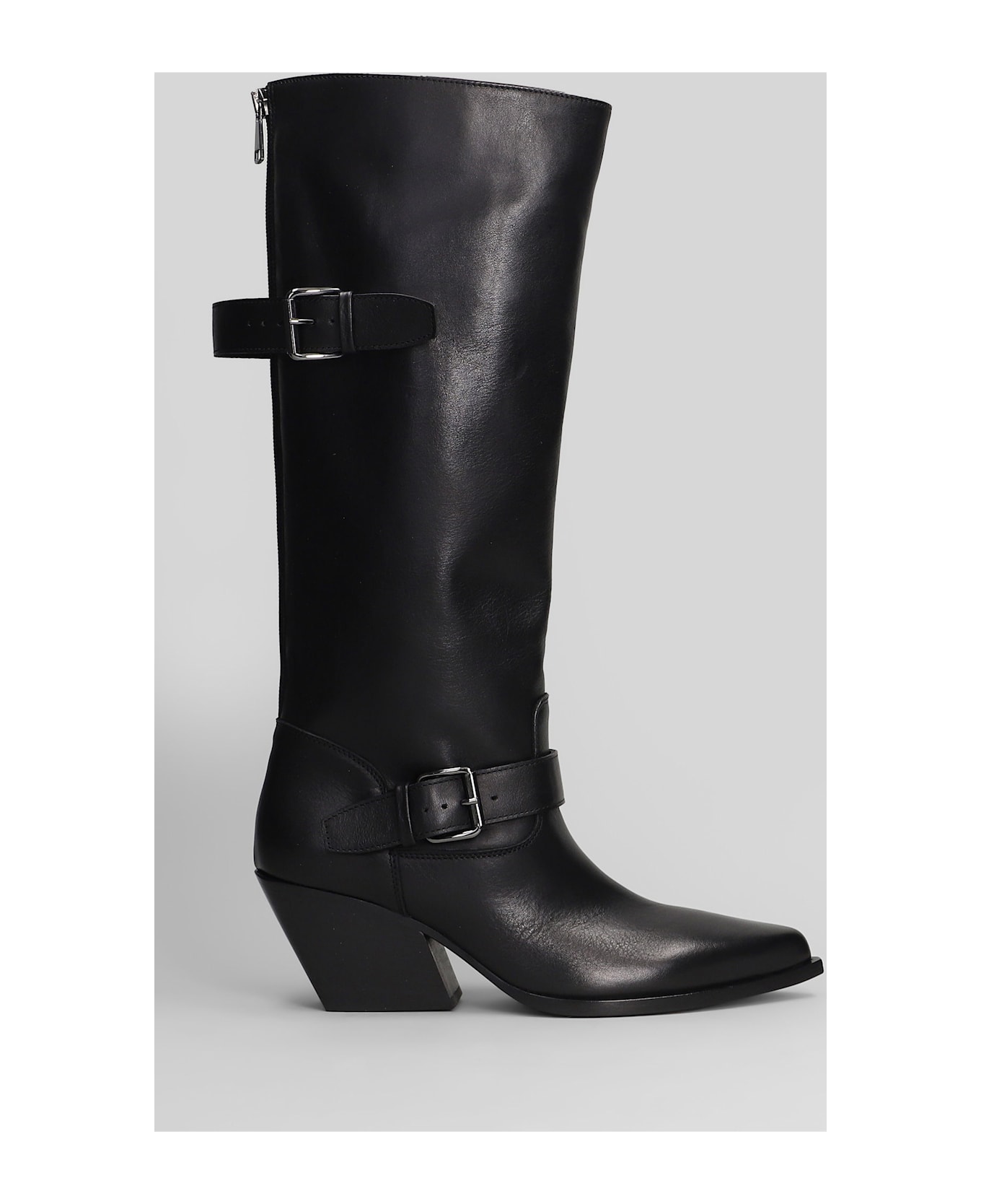 Elena Iachi Texan Boots In Black Leather - black