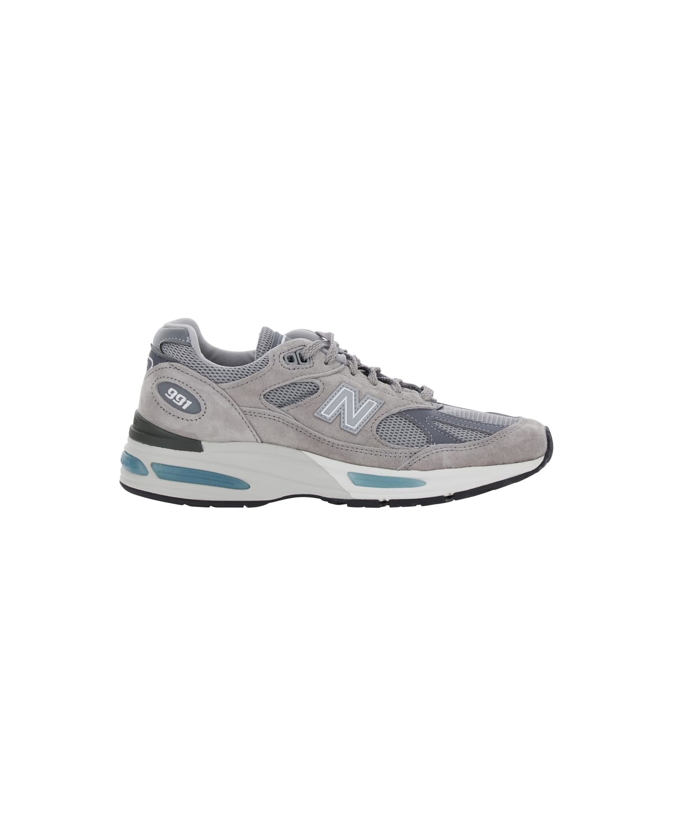 New Balance Grey Low Top Sneakers With Logo Detail In Suede And Tech Fabric Unisex - Grey