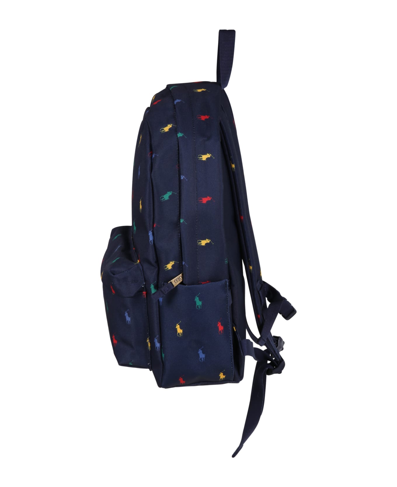 Ralph Lauren Blue Backpack For Kids With Pony Logos - Blue