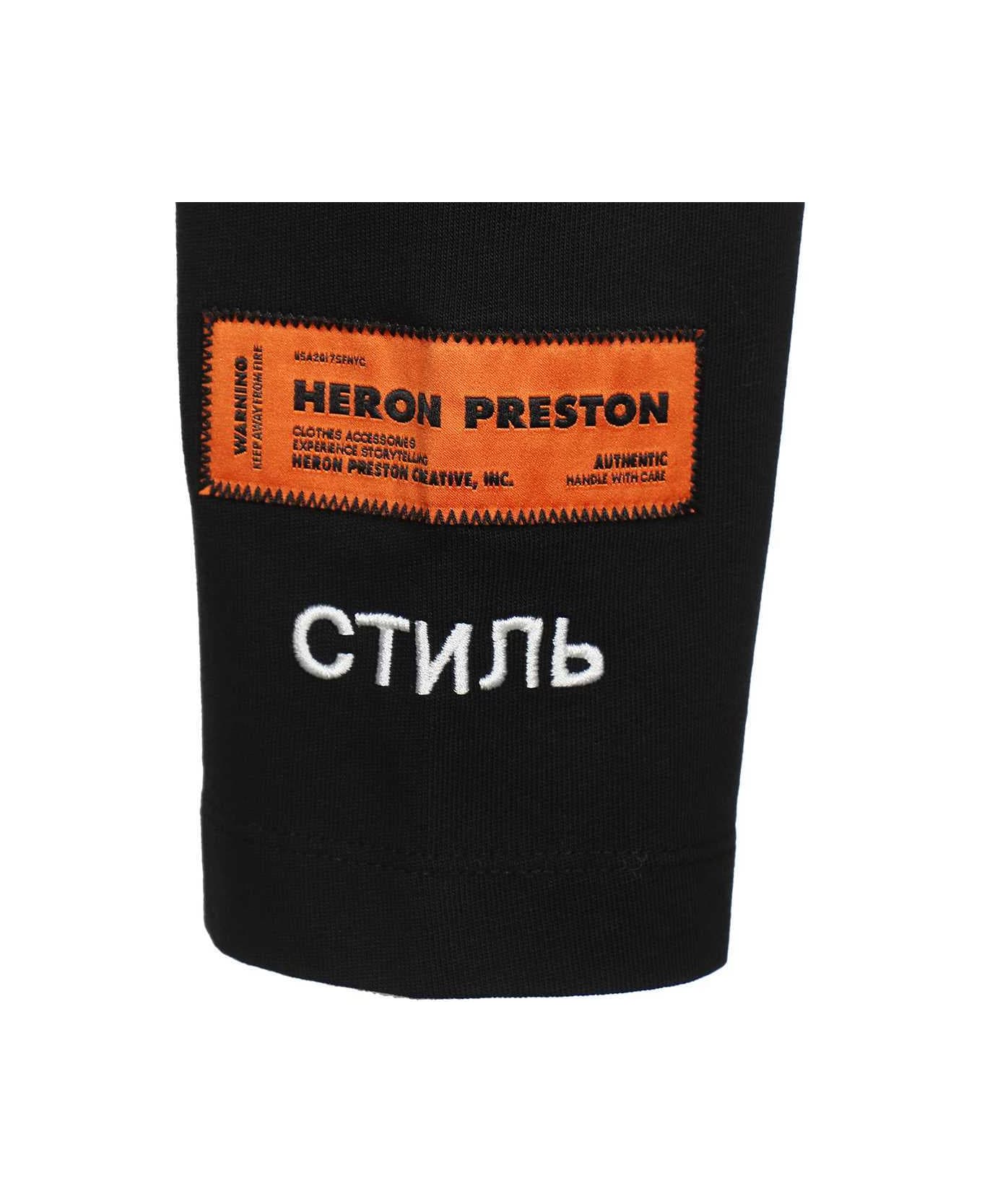 HERON PRESTON Logo Detail Cotton Sweatshirt - black フリース
