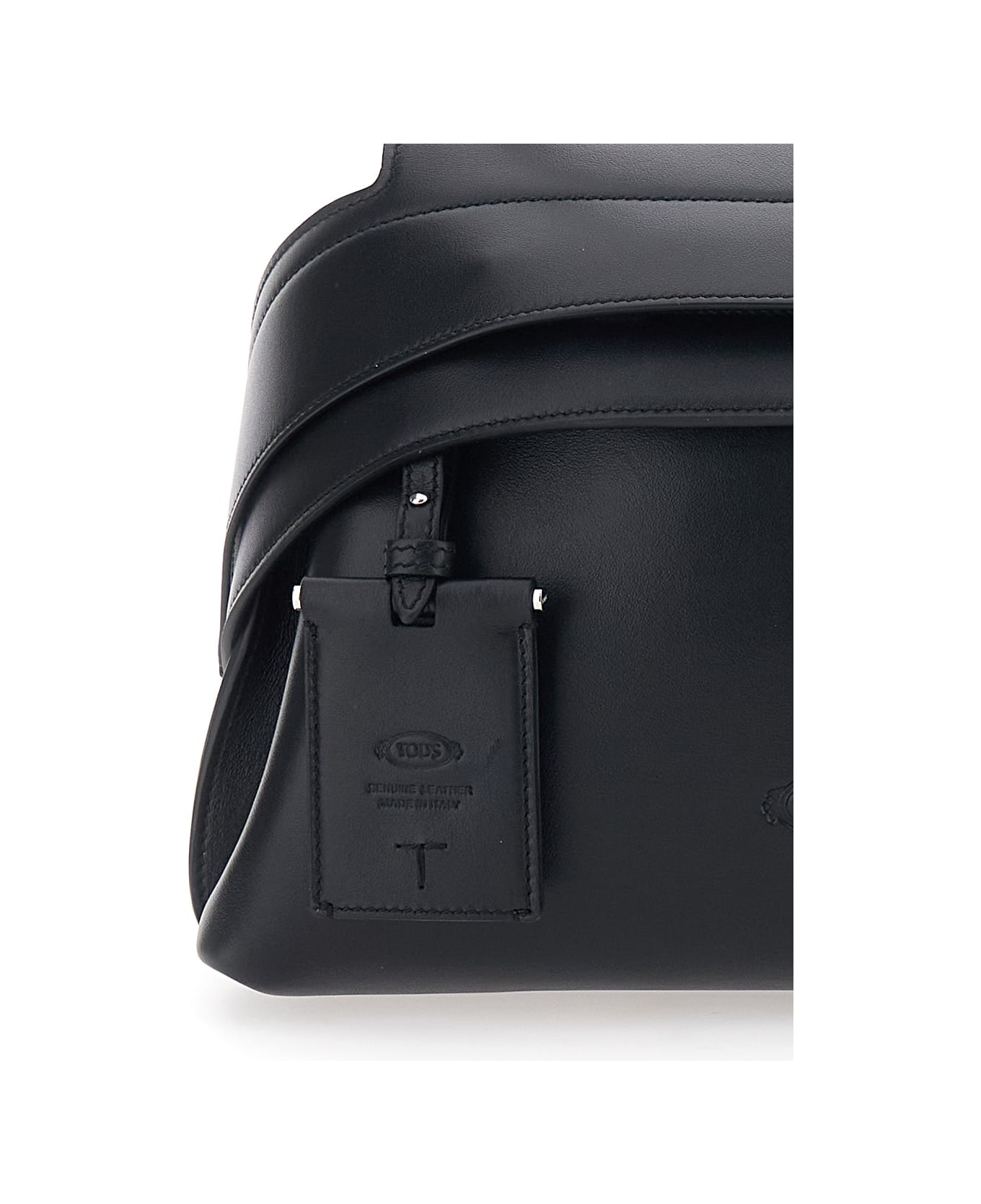 Tod
s Black Shoulder Bag With Top Handle And Embossed Logo On The Front In Leather Woman - Black