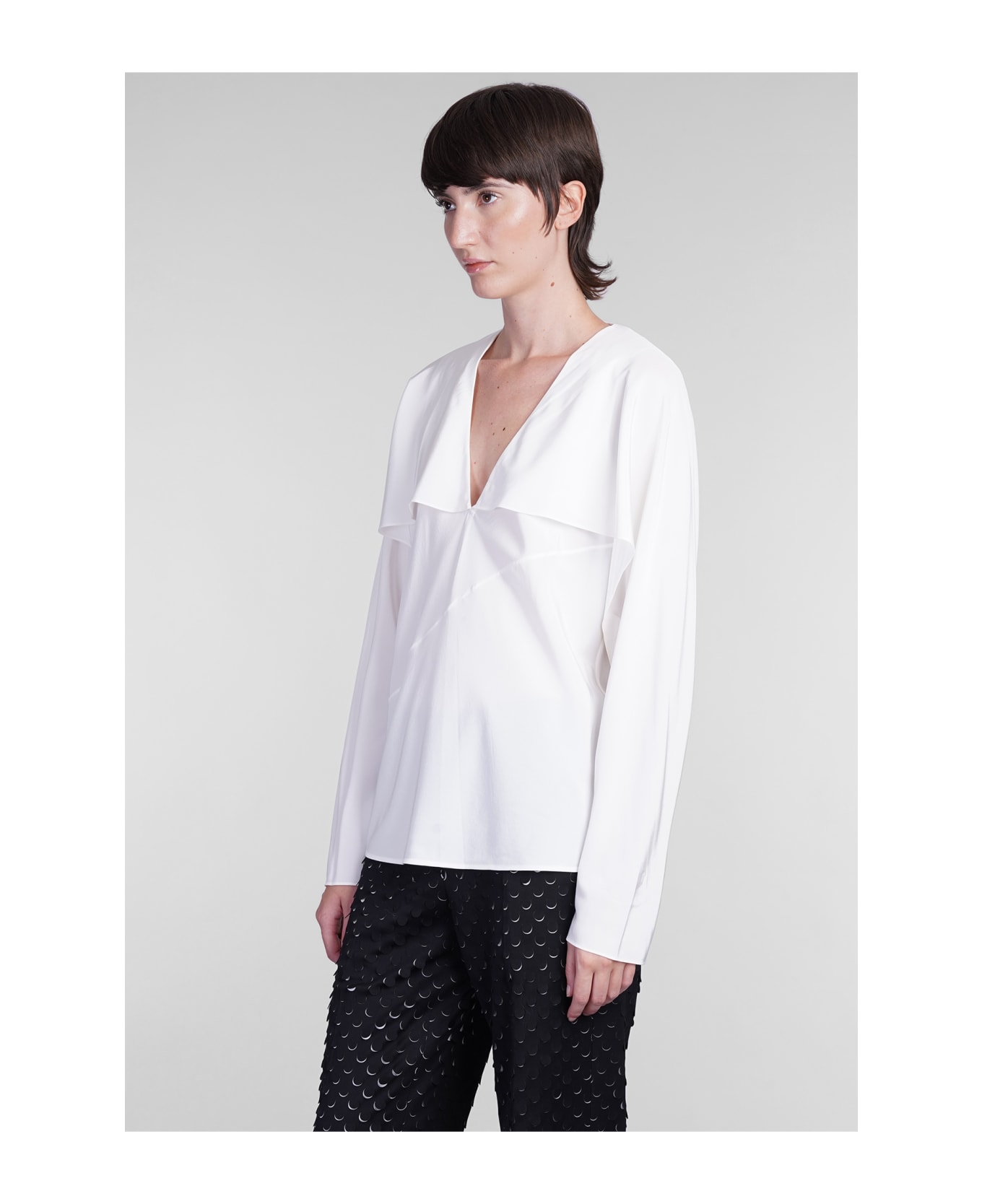 Helmut Lang Blouse In White Silk - white