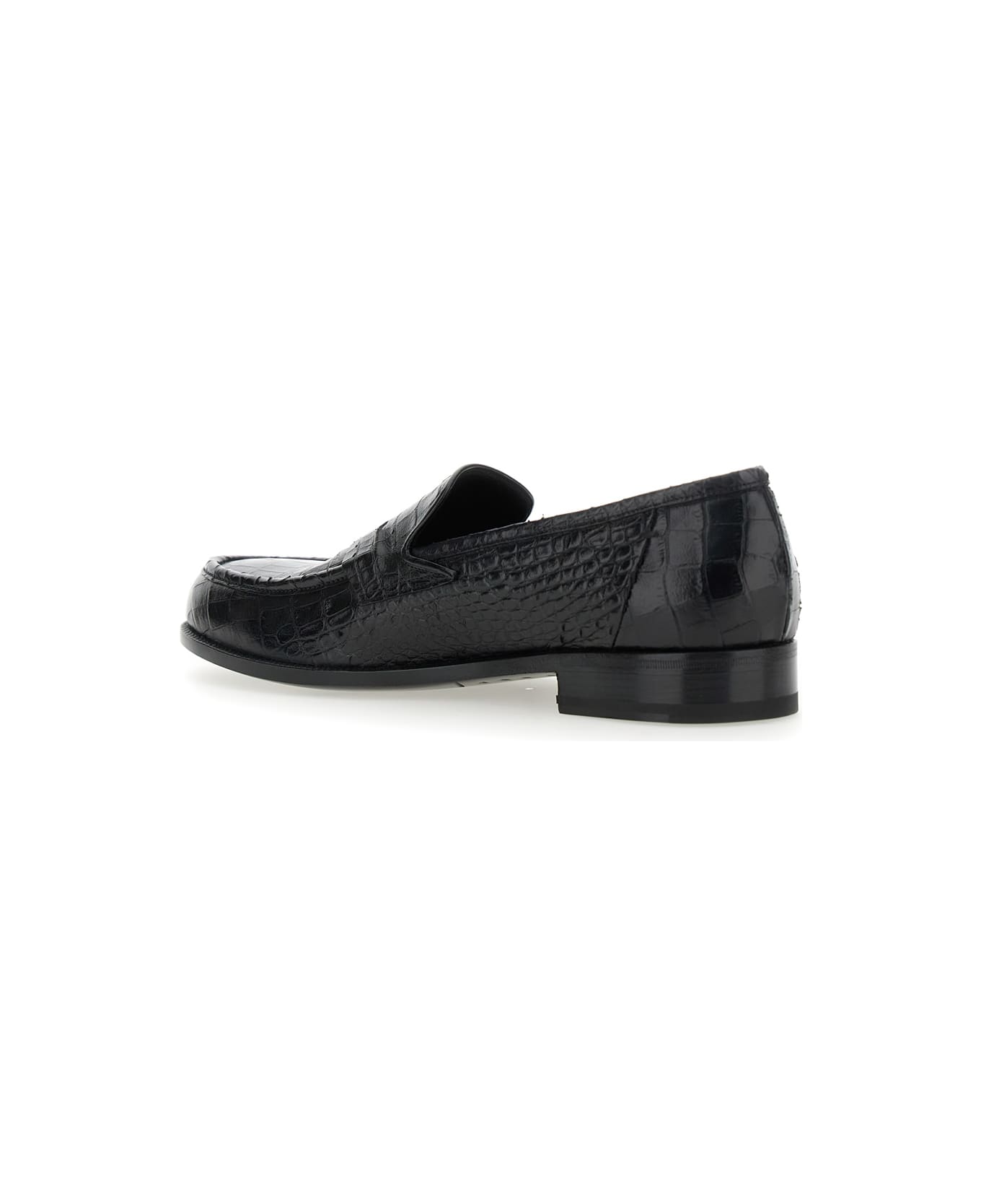 Lidfort 
luisiana
 Black Loafers With Embossed Crocodile Effect In Leather Man - Black