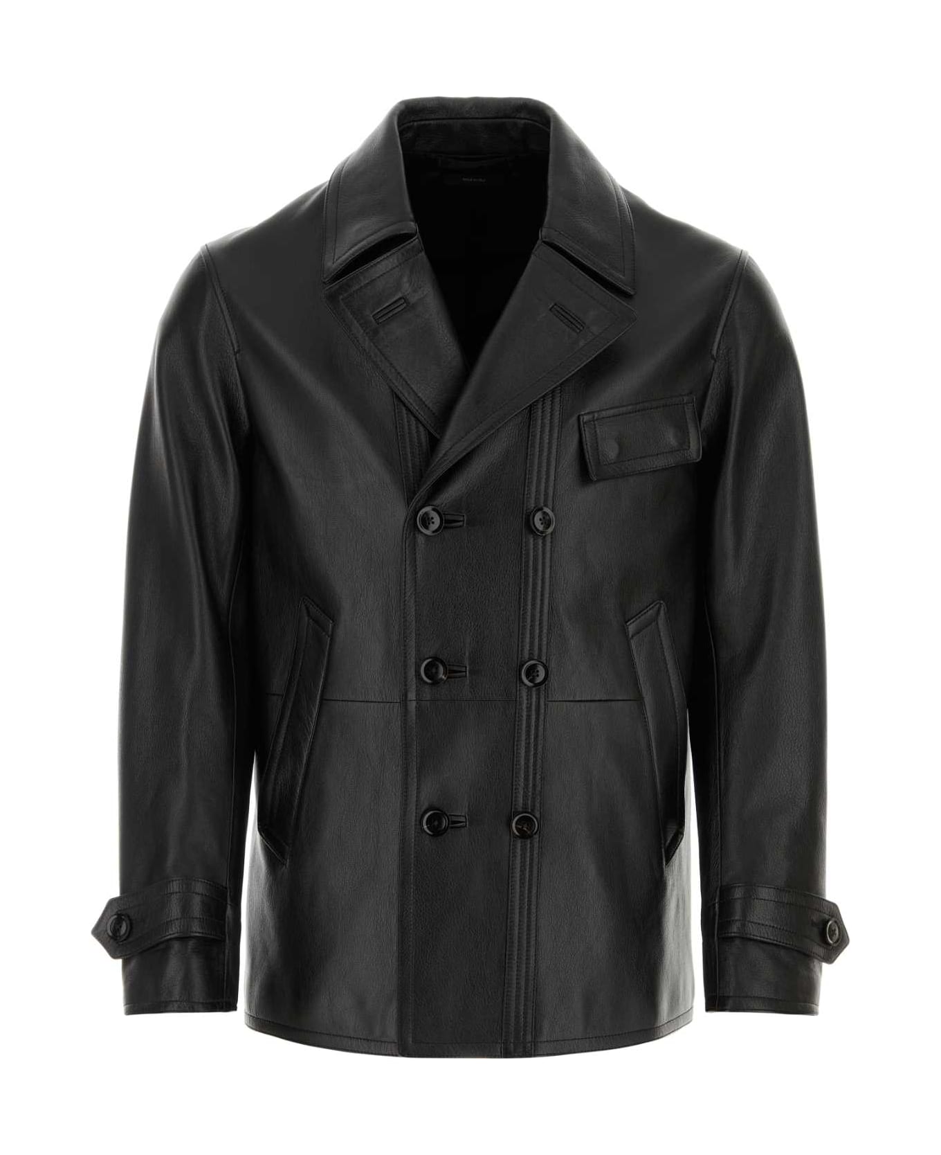 Tom Ford Black Leather Jacket - BLACK