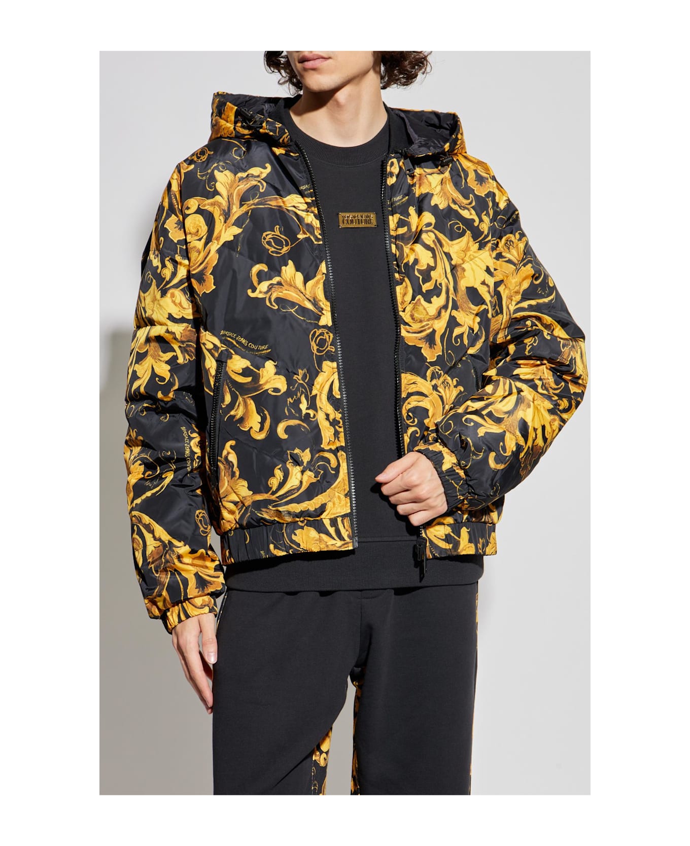 Versace Jeans Couture Reversible Jacket With Detachable Hood - BLACK/GOLD