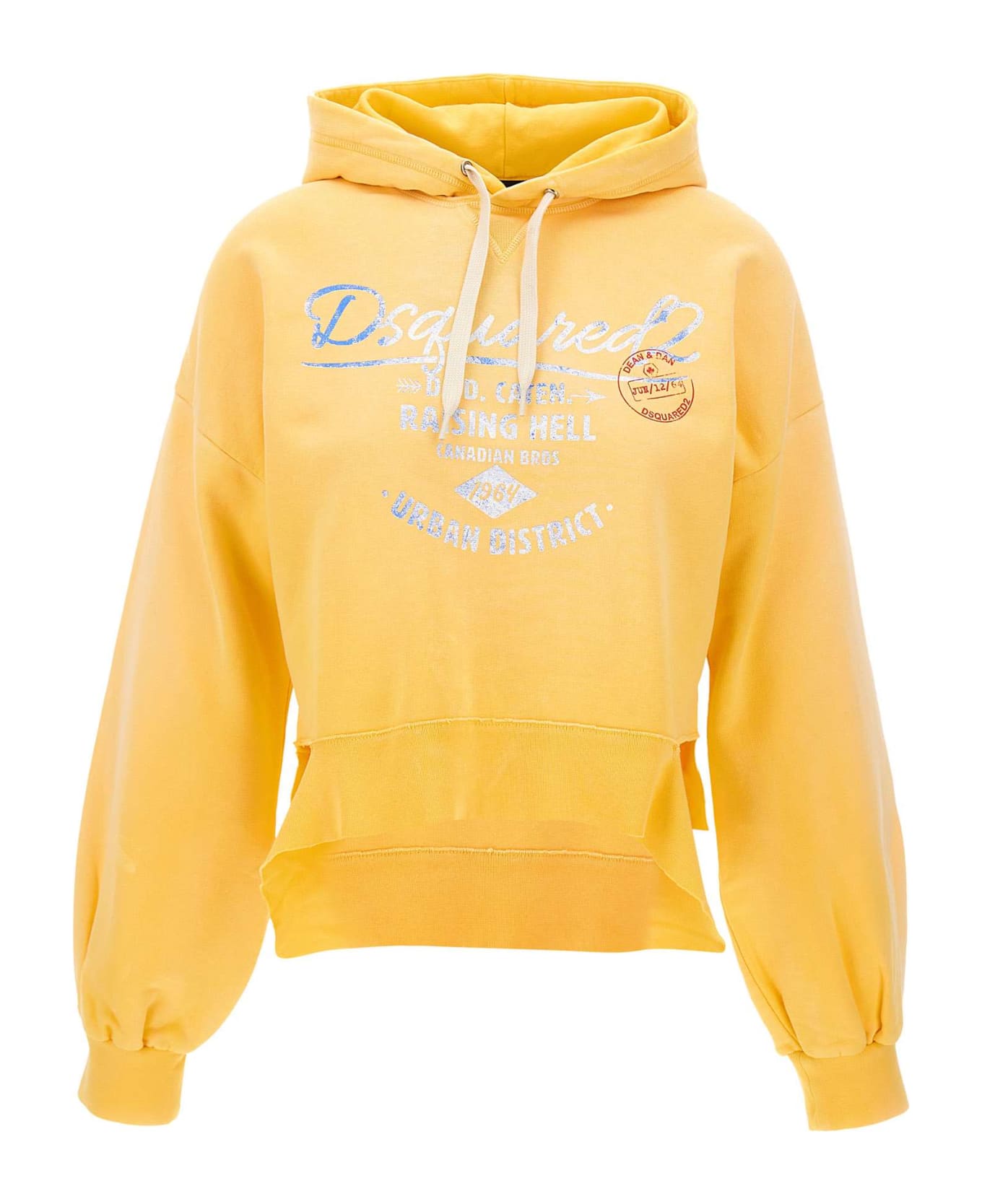 Dsquared2 'relaxed Cropped' Cotton Sweatshirt - YELLOW