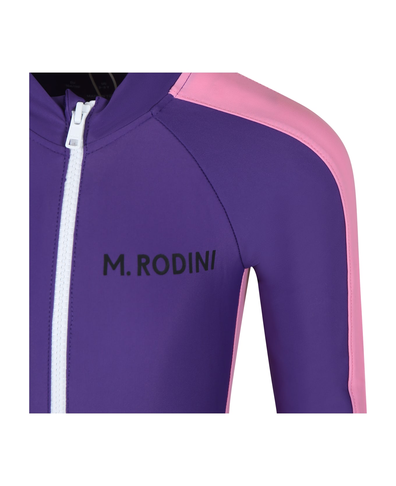 Mini Rodini Anti-uv Purple Swimsuit For Girl With Logo - Violet