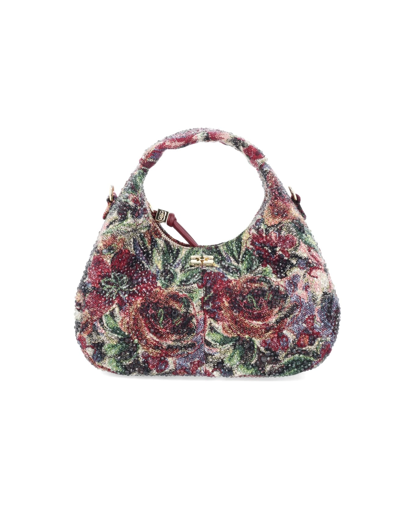 Ganni Mini "tapestry Rhinestone" Hobo Bag - MULTICOLOUR