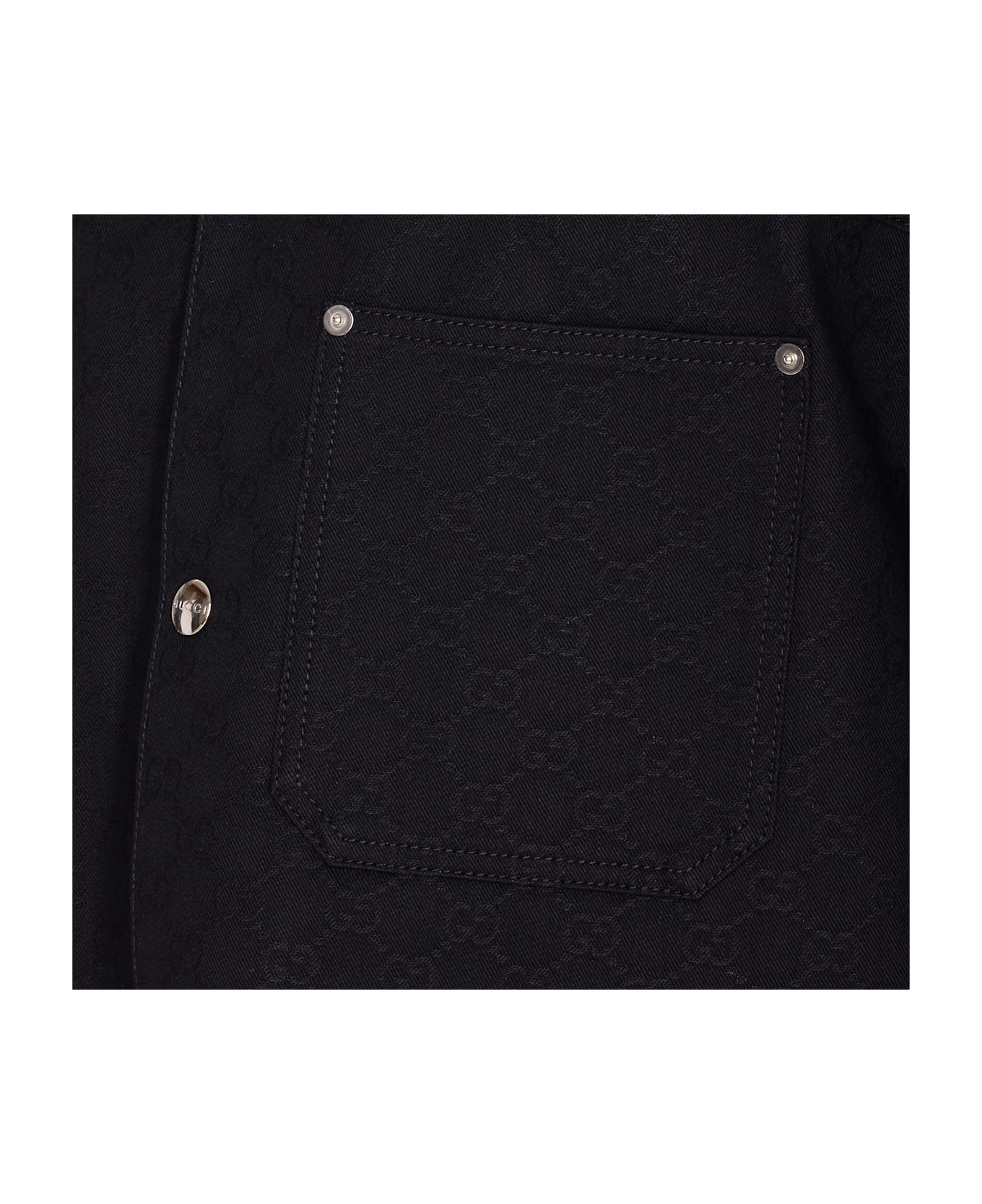 Gucci Gg Jacquard Denim Shirt - Black