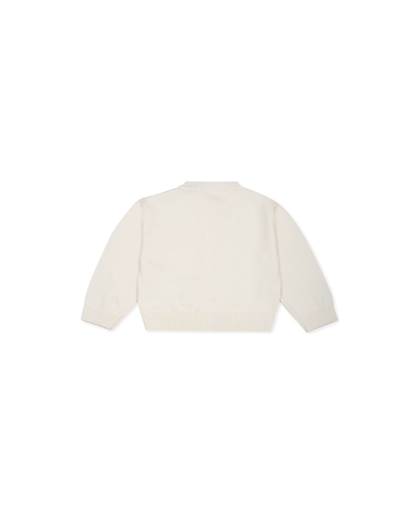 Simonetta White Cardigan For Baby Girl With Bow - White
