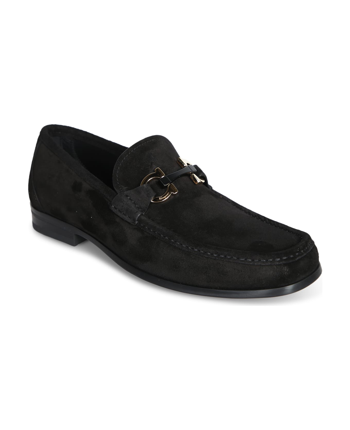 Ferragamo Grandioso Black Suede Loafer - Black