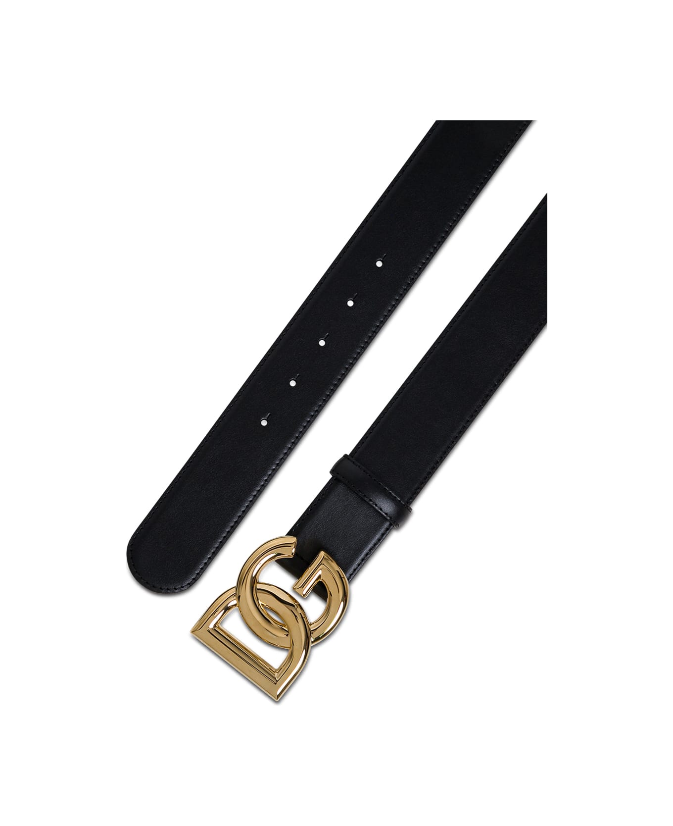 Dolce & Gabbana Woman 's Black Leather Belt With Logo Buckle - Black