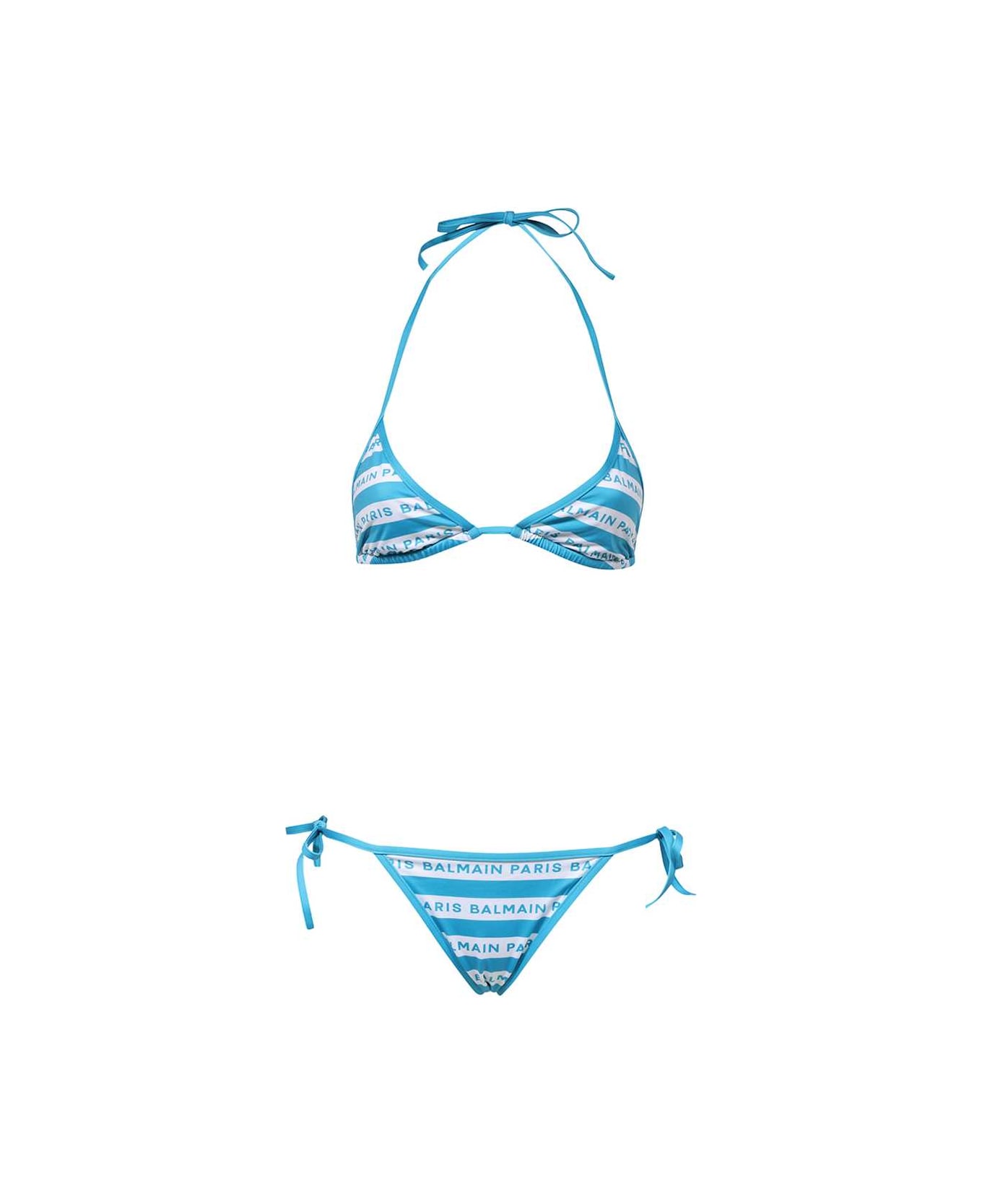 Balmain Triangle Bra Bikini - blue