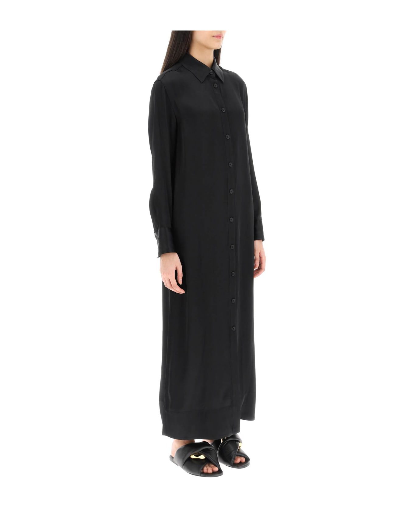 Loulou Studio 'ara' Long Shirt Dress In Satin - BLACK (Black)