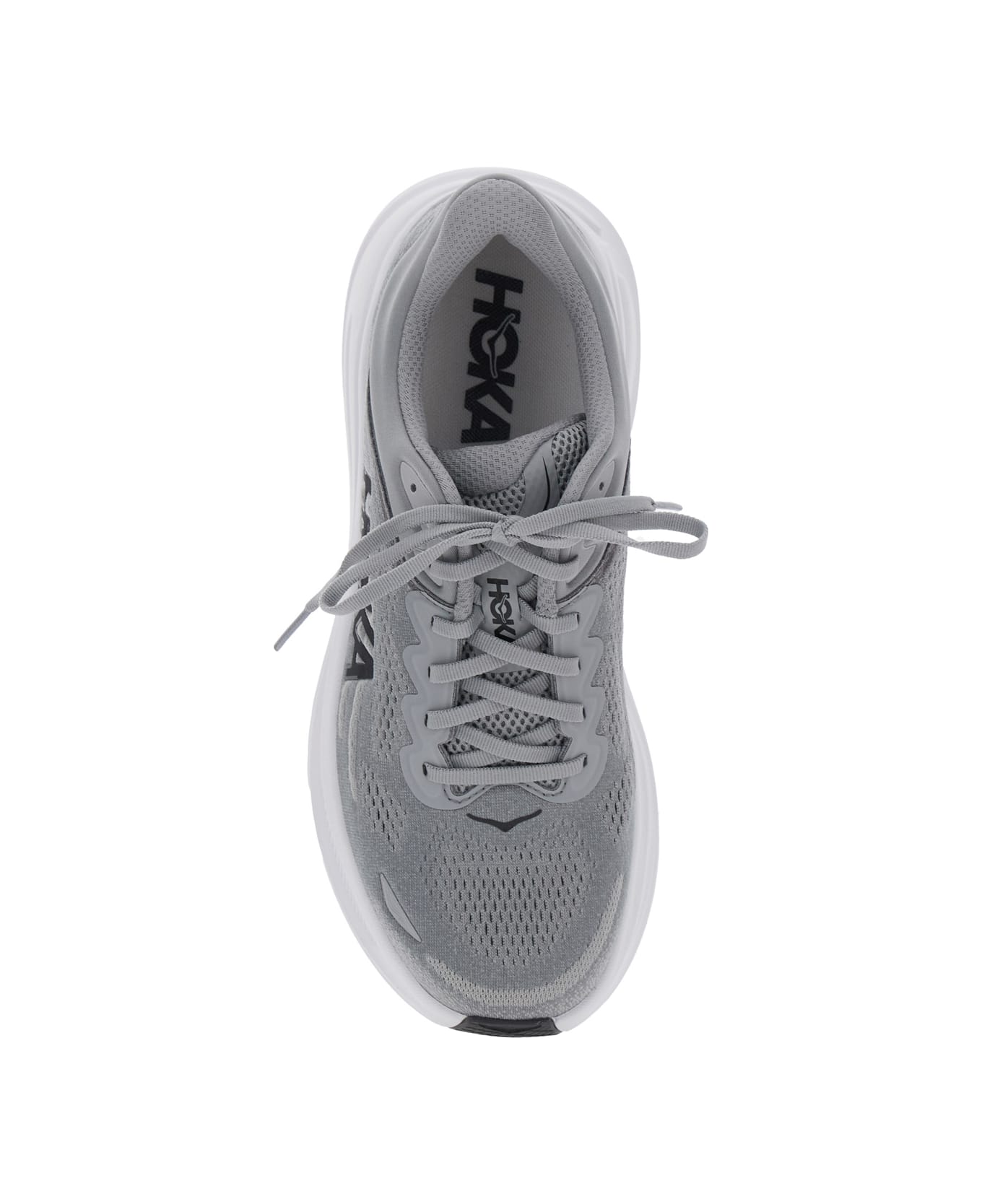 Hoka 'bondi 9' Grey Low Top Sneakers With Maxi Logo Lettering On The Side In Tech Fabric Unisex - Gctc Galactic Grey / Stellar Grey