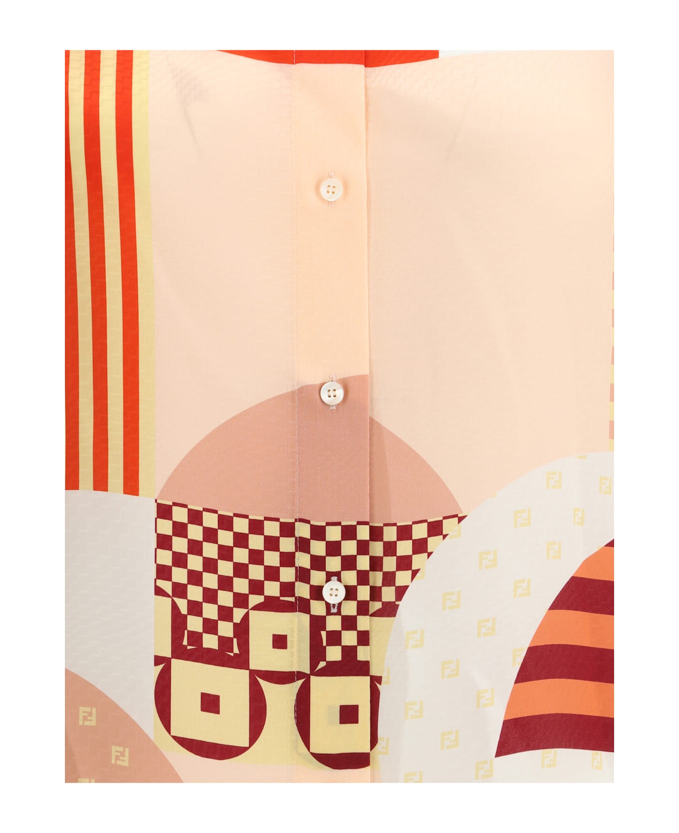 Tシャツ・カットソー FENDI SS25 Patchwork silk shirt (FS8274AUQM F1SAT) Shirt Silk Multicolor | Fendi