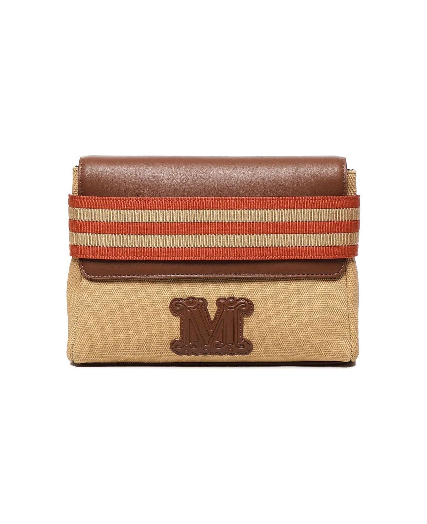 Max Mara Opice Logo Patch Clutch Bag Max Mara - CAMEL