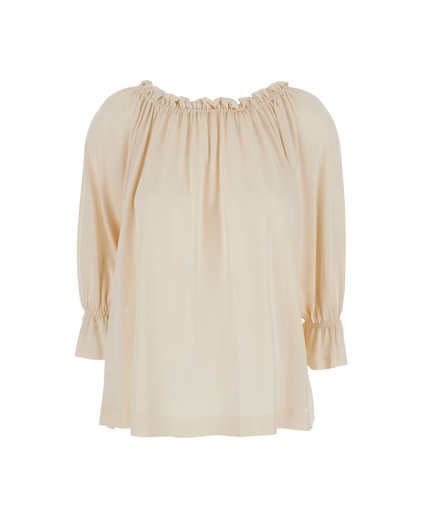 Alberta Ferretti Beige Top With Pleated Details In Viscose Woman - Beige
