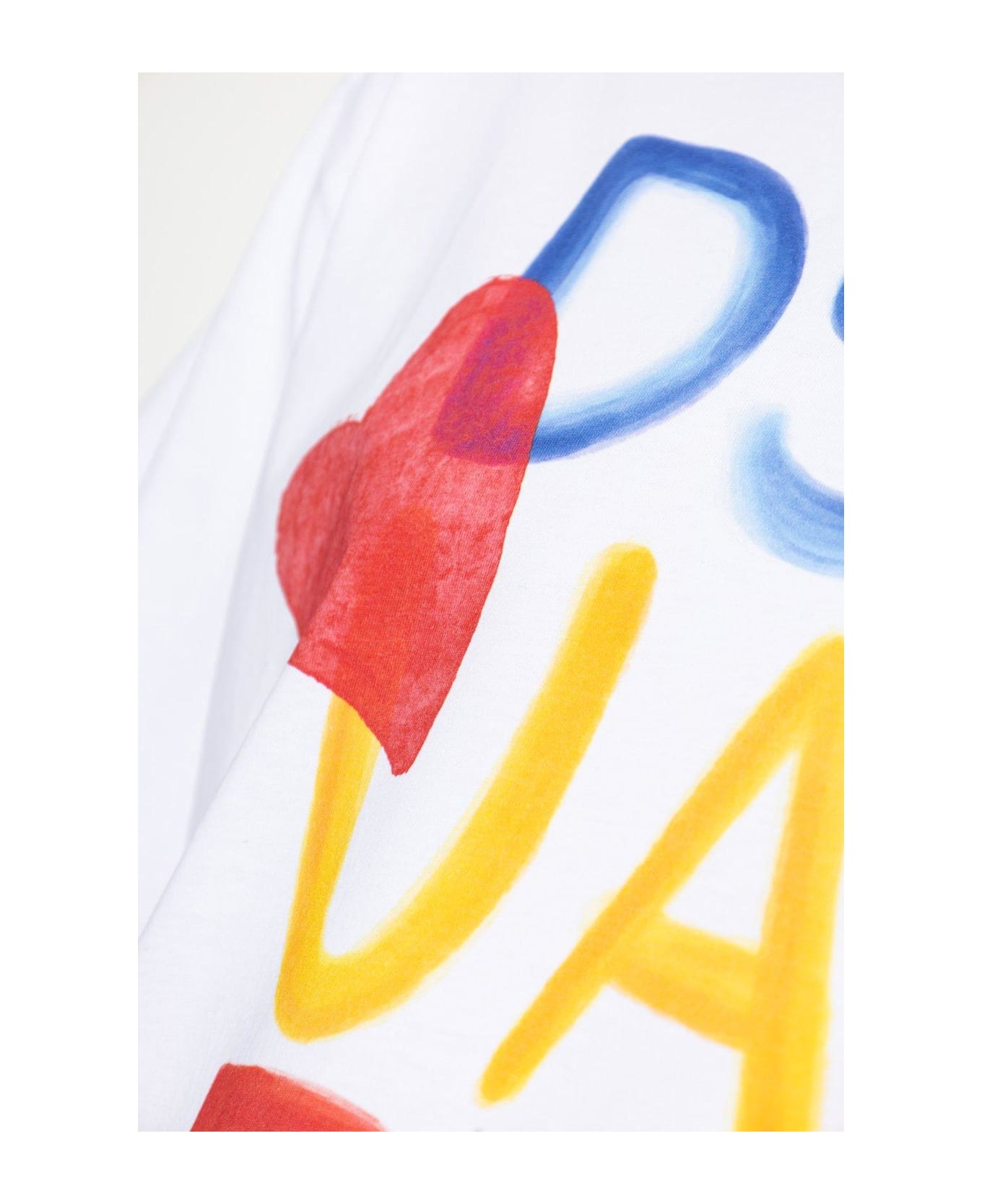 Dsquared2 Summer Lovers Logo Printed Loose Fit T-shirt - WHITE