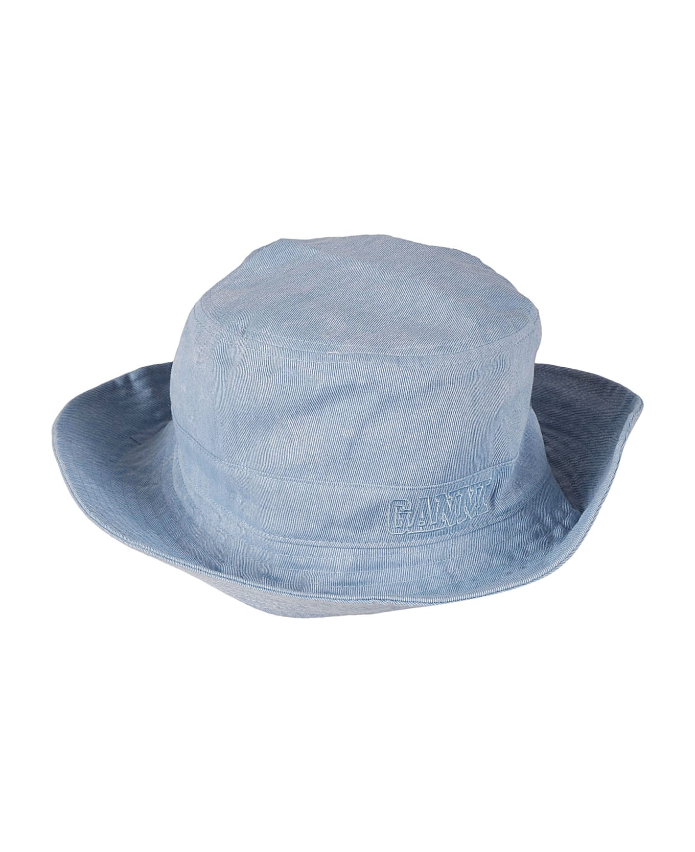 Ganni Logo Embroidered Round Hat - Baby Blue 帽子