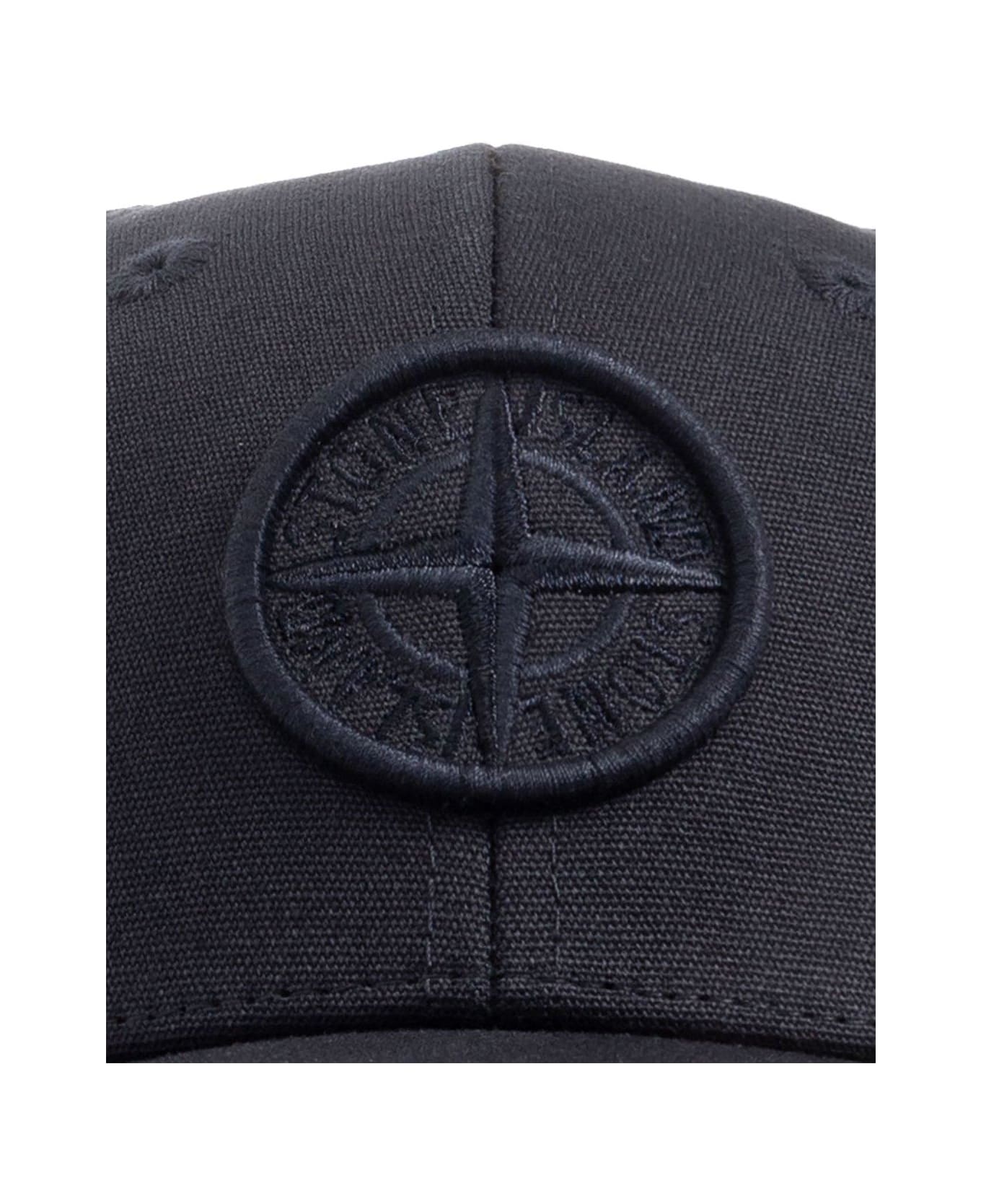 Stone Island Junior Compass-motif Curved Peak Baseball Cap - Blu