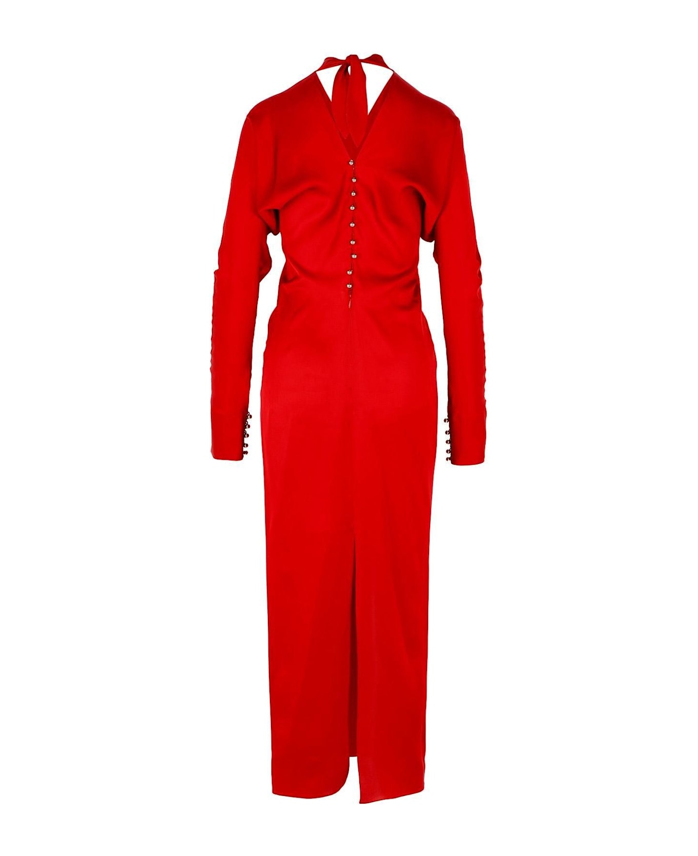 Lanvin Draped V-neck Dress - Carmine Red