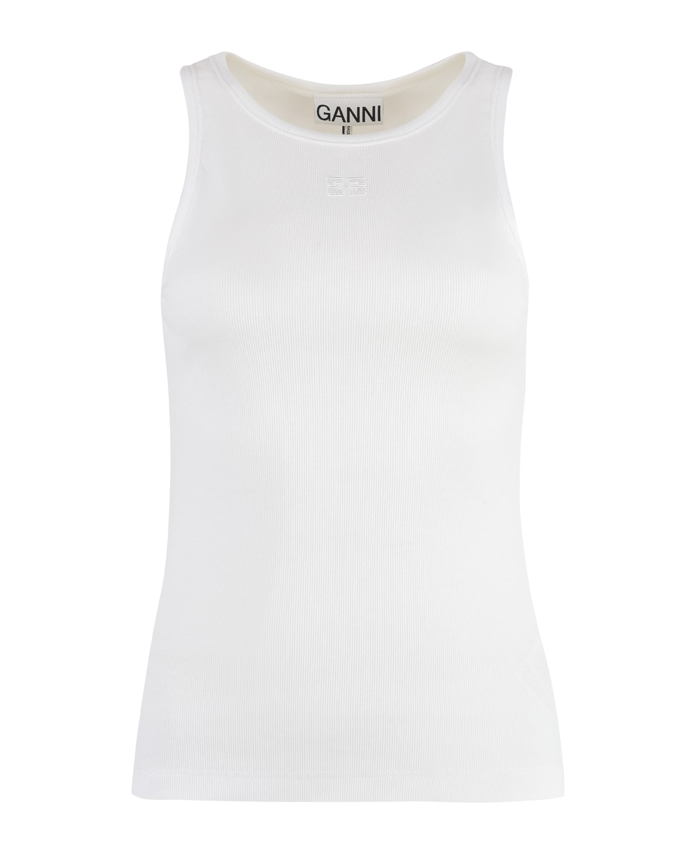 Ganni Cotton Tank Top - White