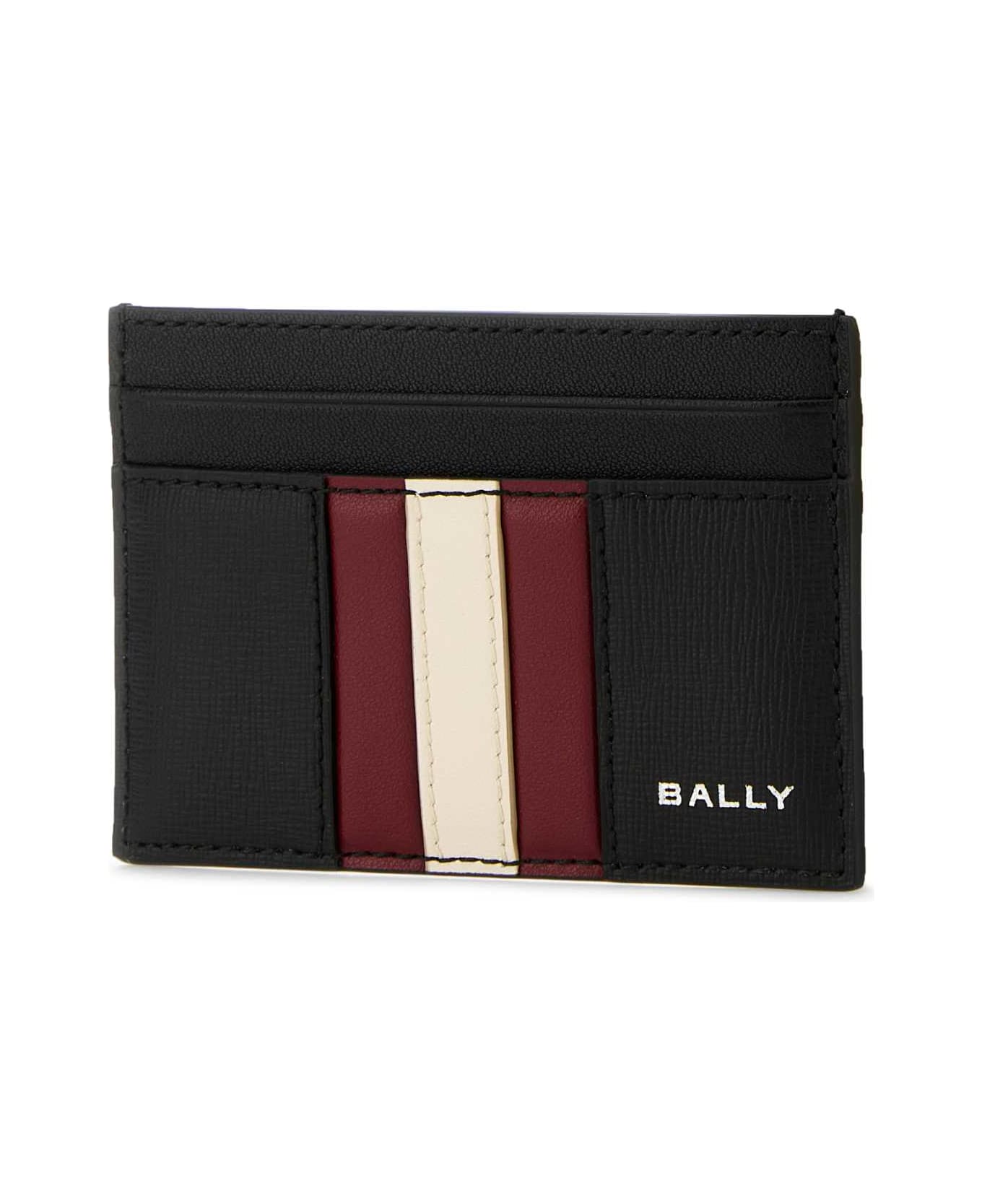 Bally Black Leather Card Holder - BLACKREDBONEPALL