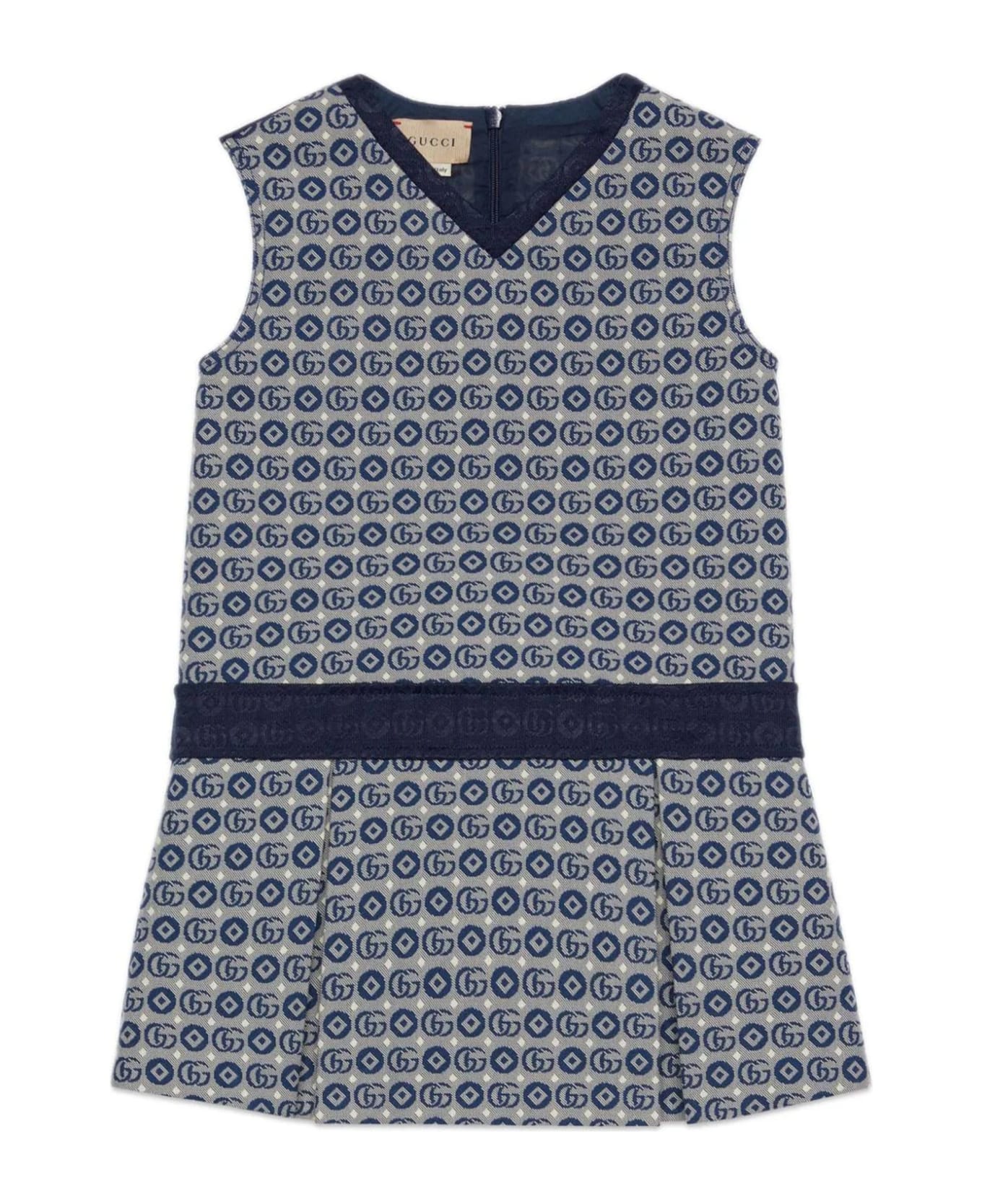 Gucci Double G Jacquard Pleated Dress - Clear Blue