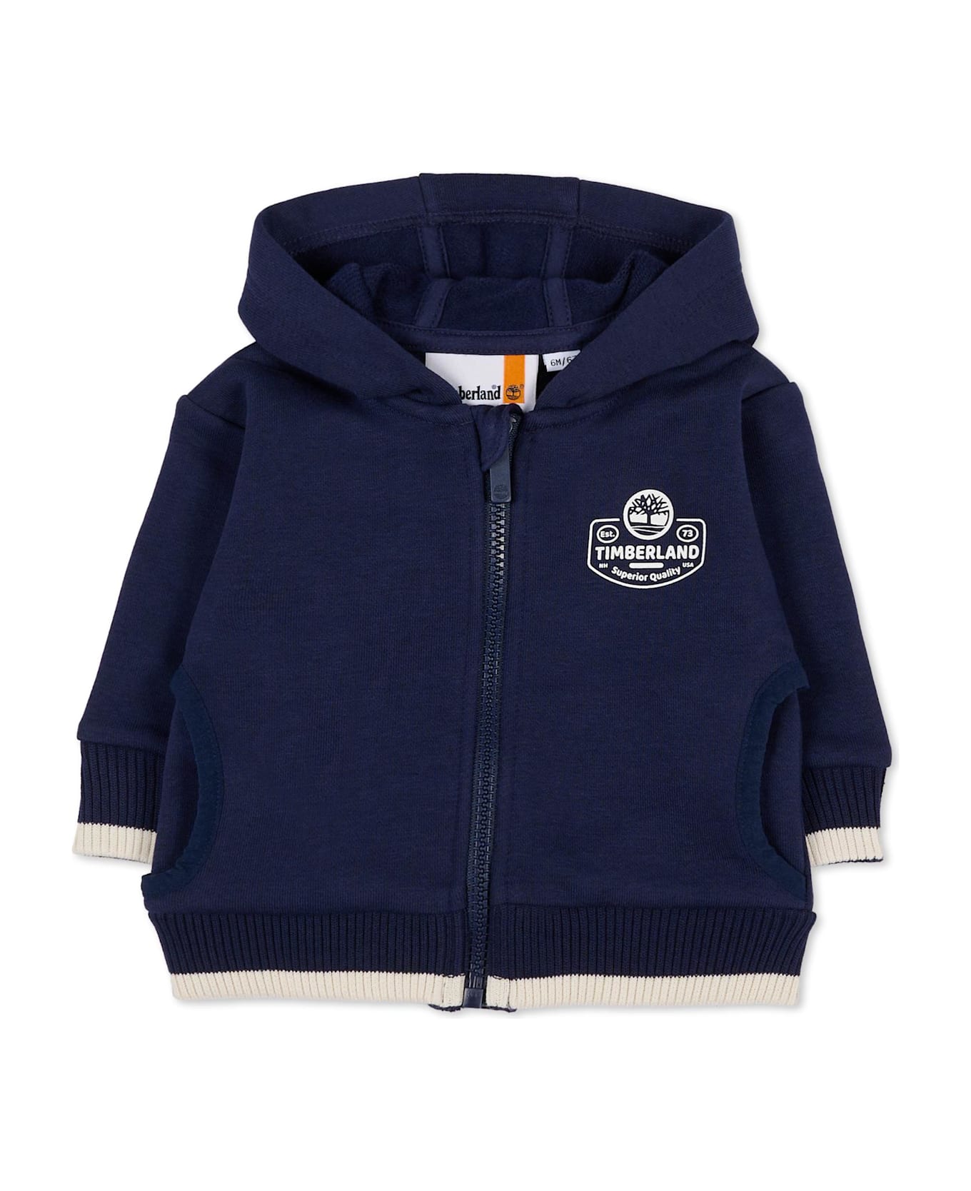 Timberland Blue Sweatshirt For Baby Boy With Logo - Blue