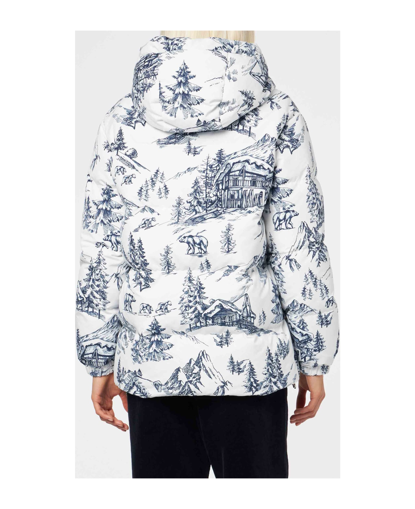 MC2 Saint Barth Woman Hooded Down Padded Jacket With Toile De Jouy Print - WHITE