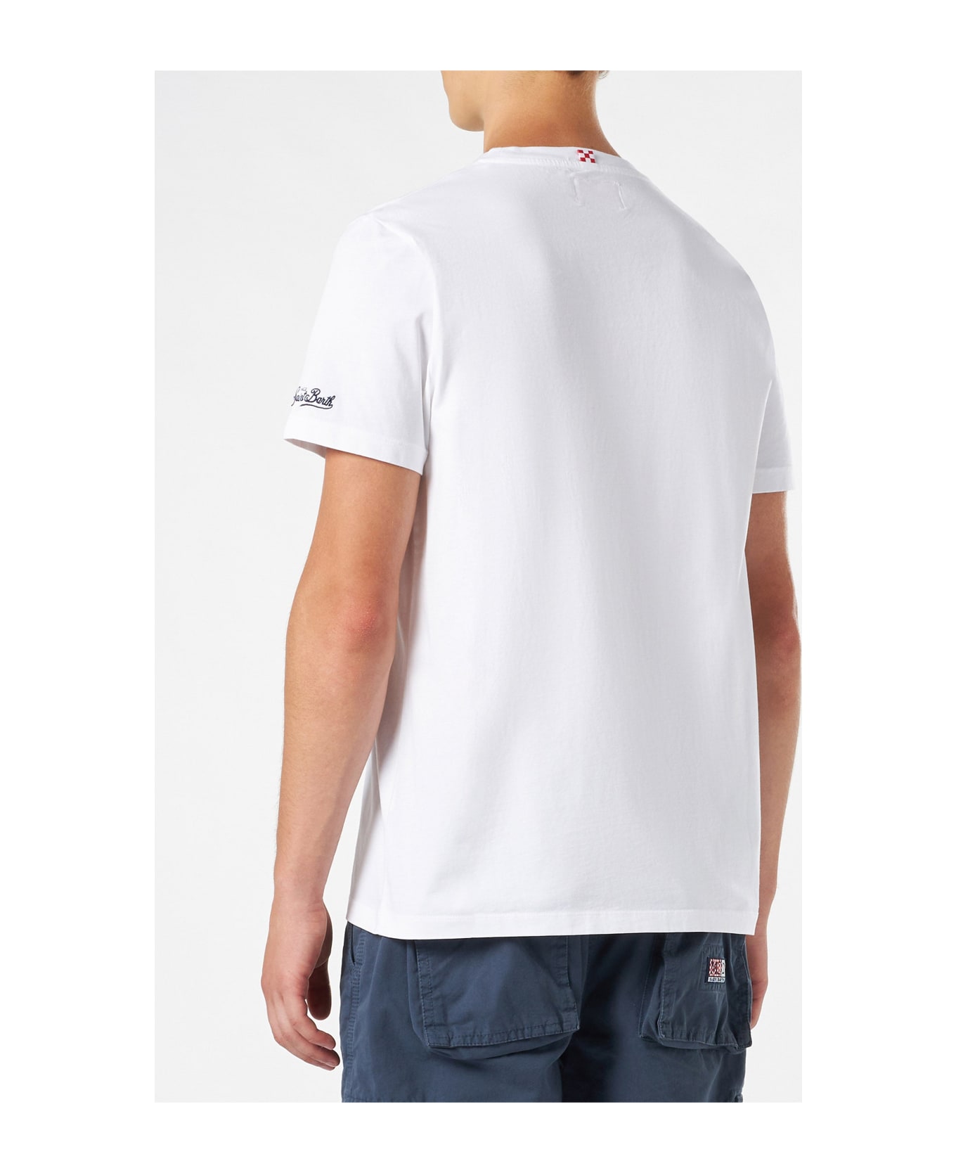 MC2 Saint Barth Man Cotton T-shirt With Sbagliato Drink Print - WHITE