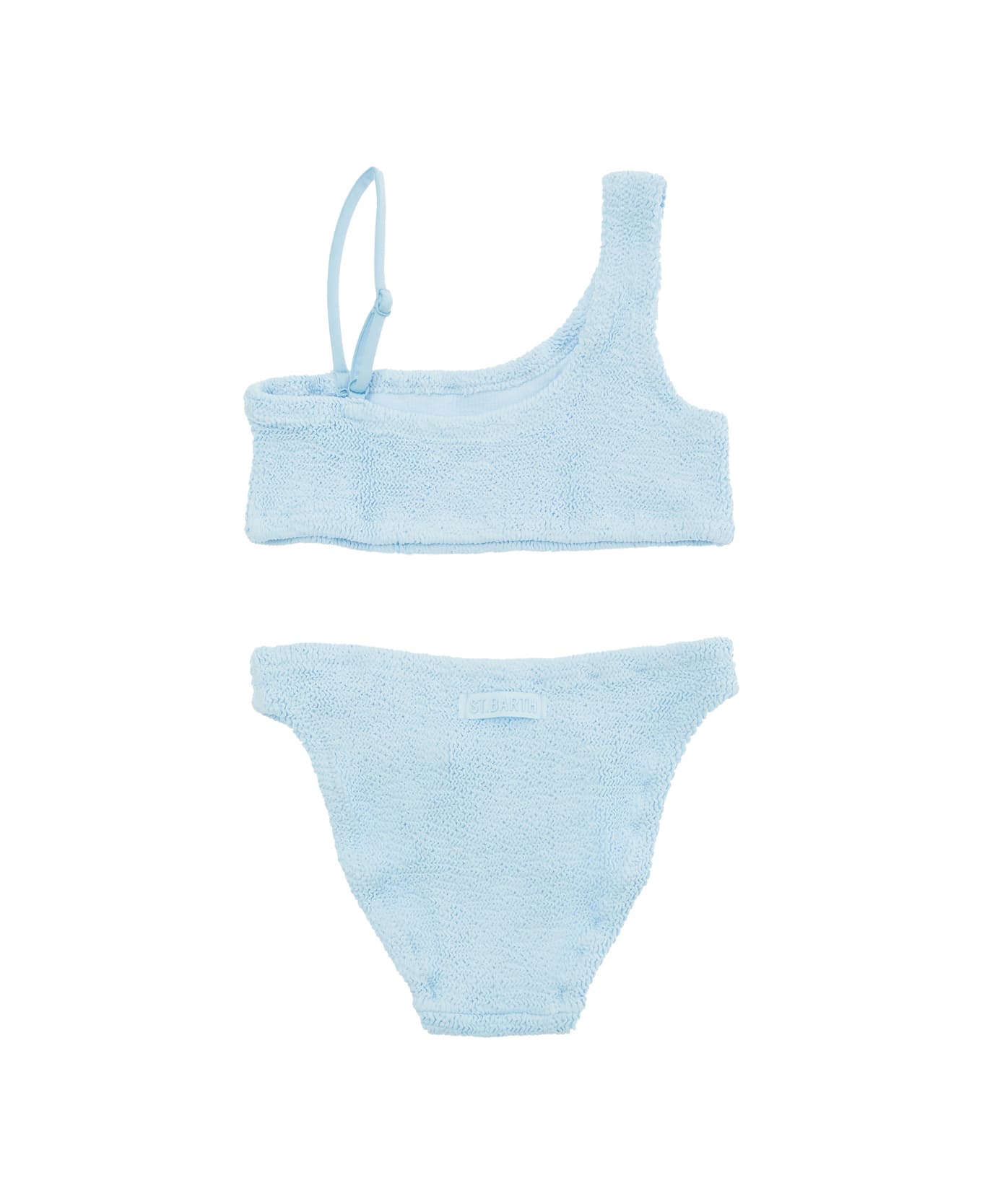 MC2 Saint Barth Light Blue One-shoulder Two Piece Bikini In Stretch Polyamide Girl - Blu