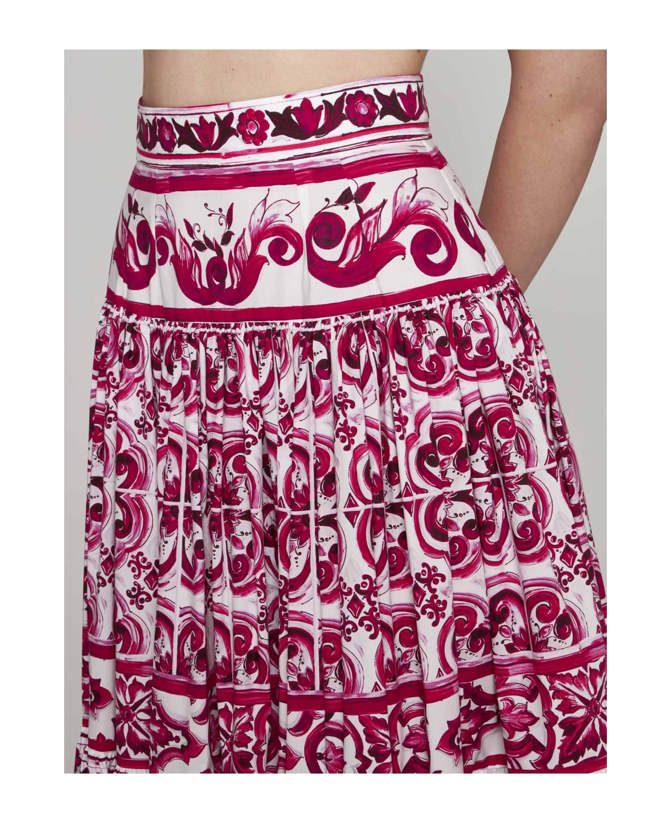 Jupe Longue Maxi Dolce & Gabbana Taille IT38 - Coton Floral, Fermeture éclair, Italie
