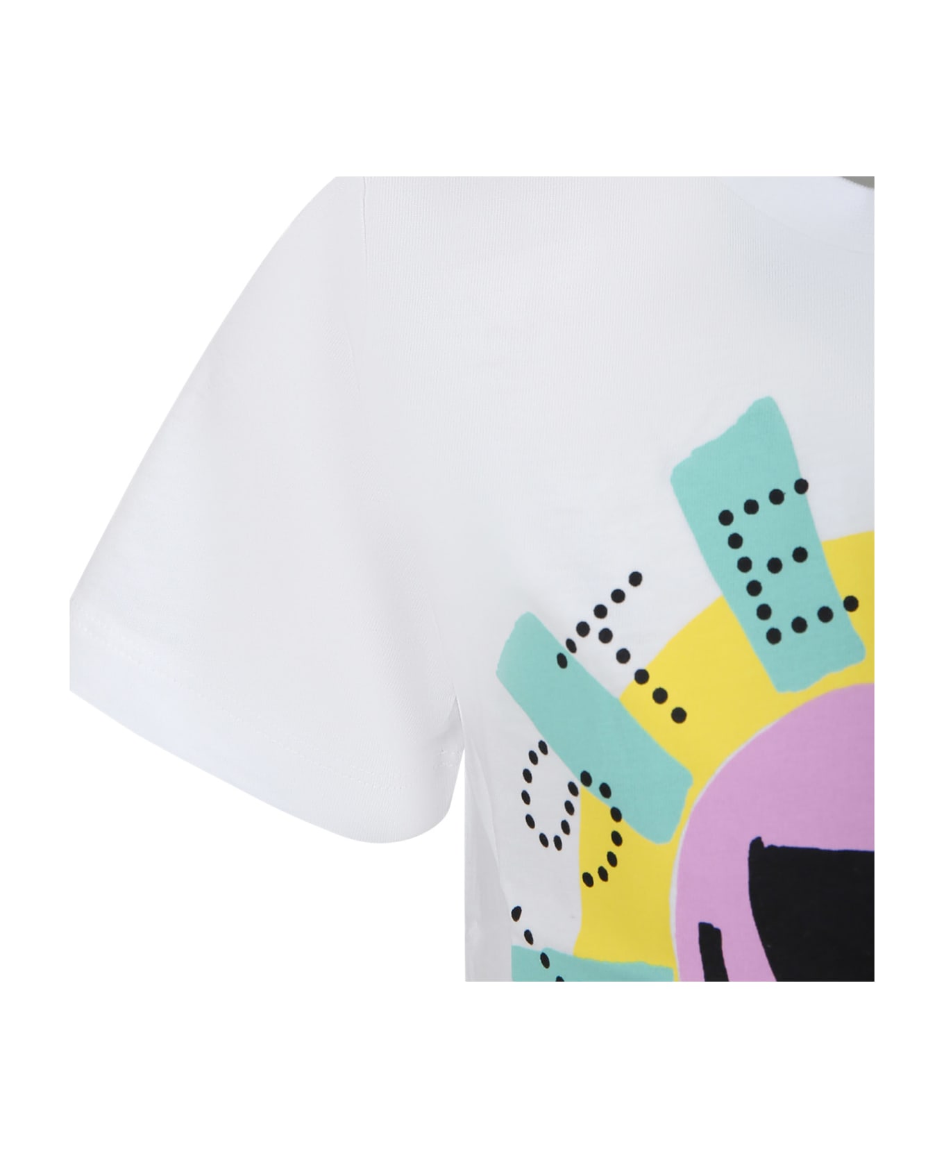 Stella McCartney Kids White T-shirt For Girl With Multicolor Sun Print - White