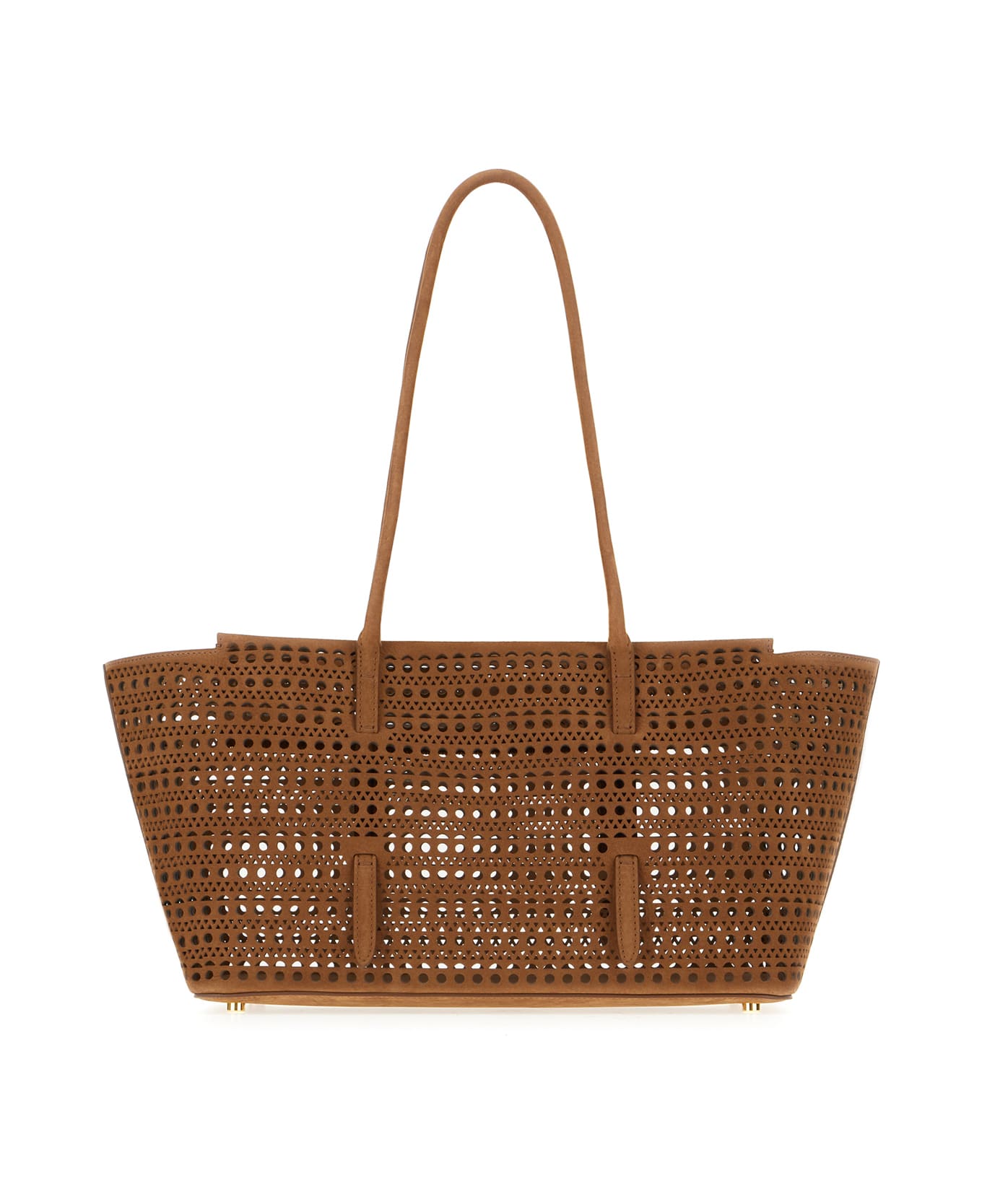 Alaia Brown Suede Leather Mina 32 Handbag - TERRE D'OMBRE