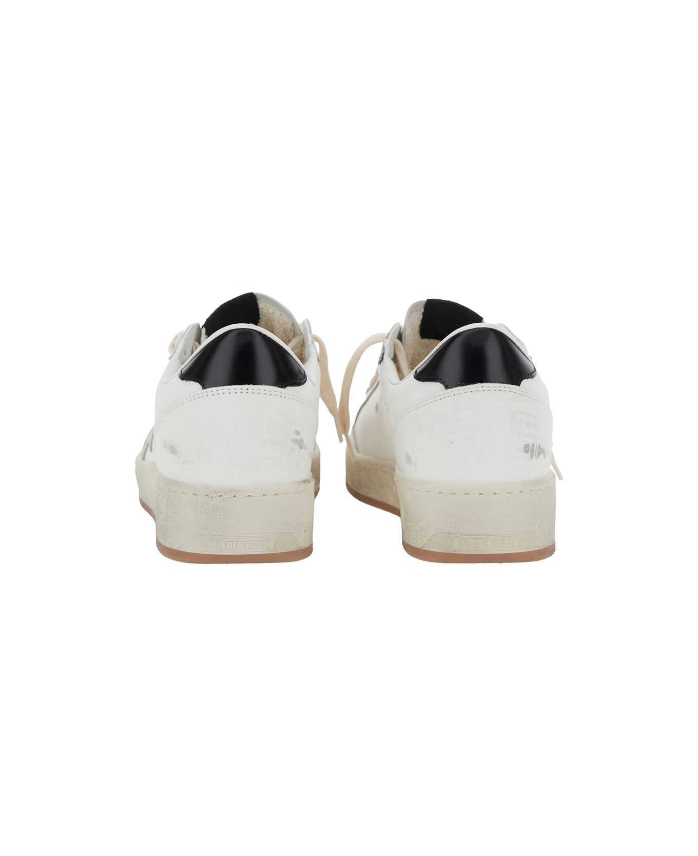 Golden Goose 'ballstar 2' White Low Top Sneakers With Star Patch On The Side And Laminated Heel In Leather Man - White