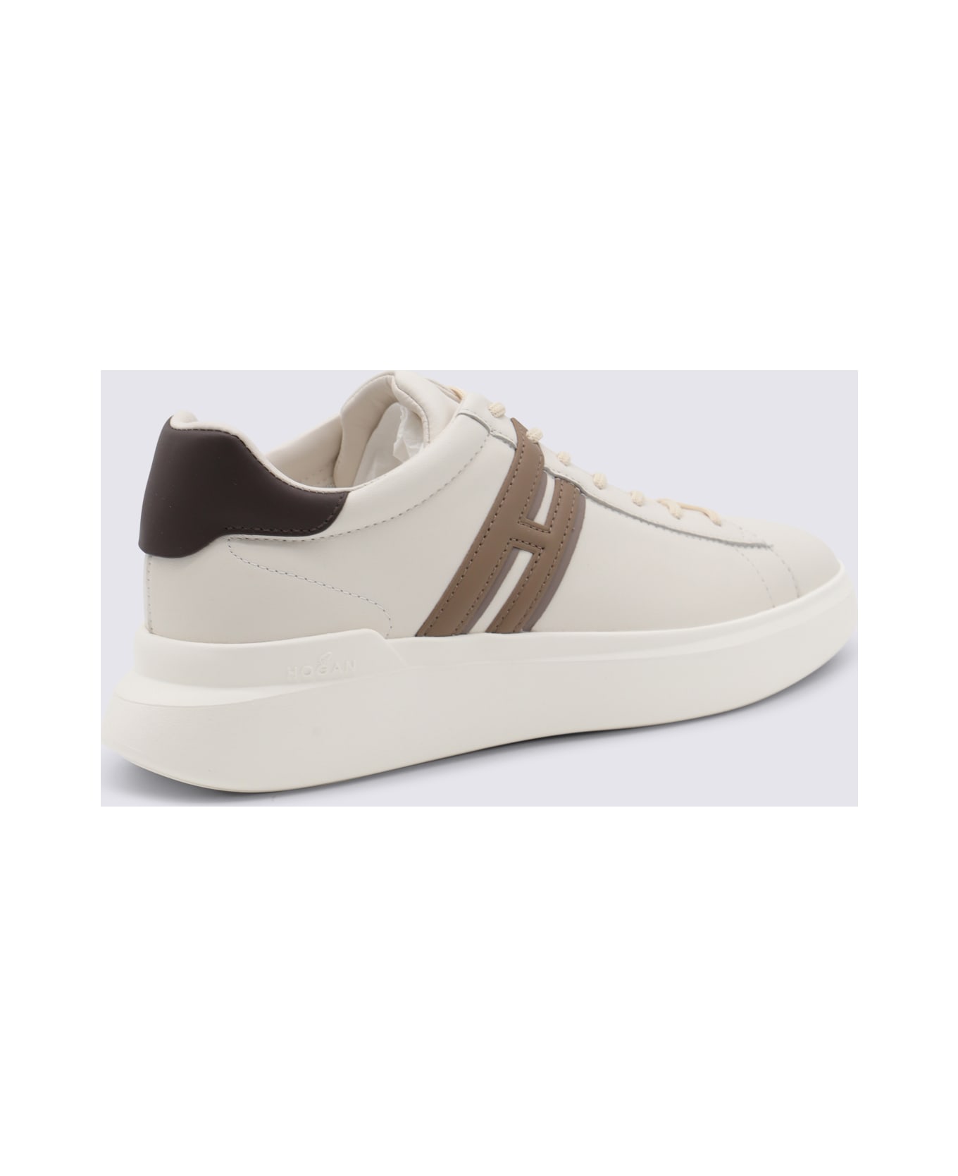 Hogan White And Beige Leather Sneakers - WHITE-BEIGE